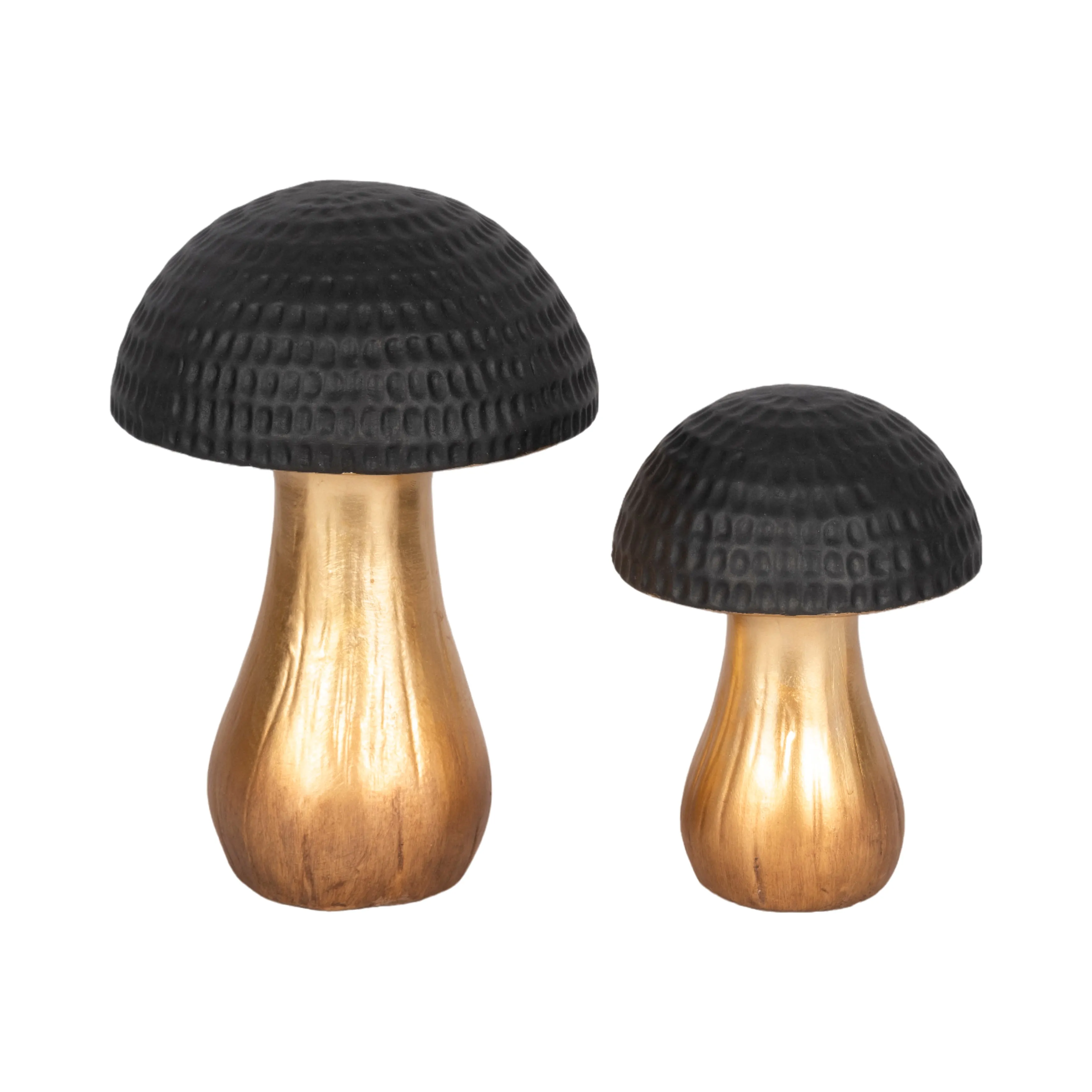 7" Hammered Top Mushroom, Black/gold