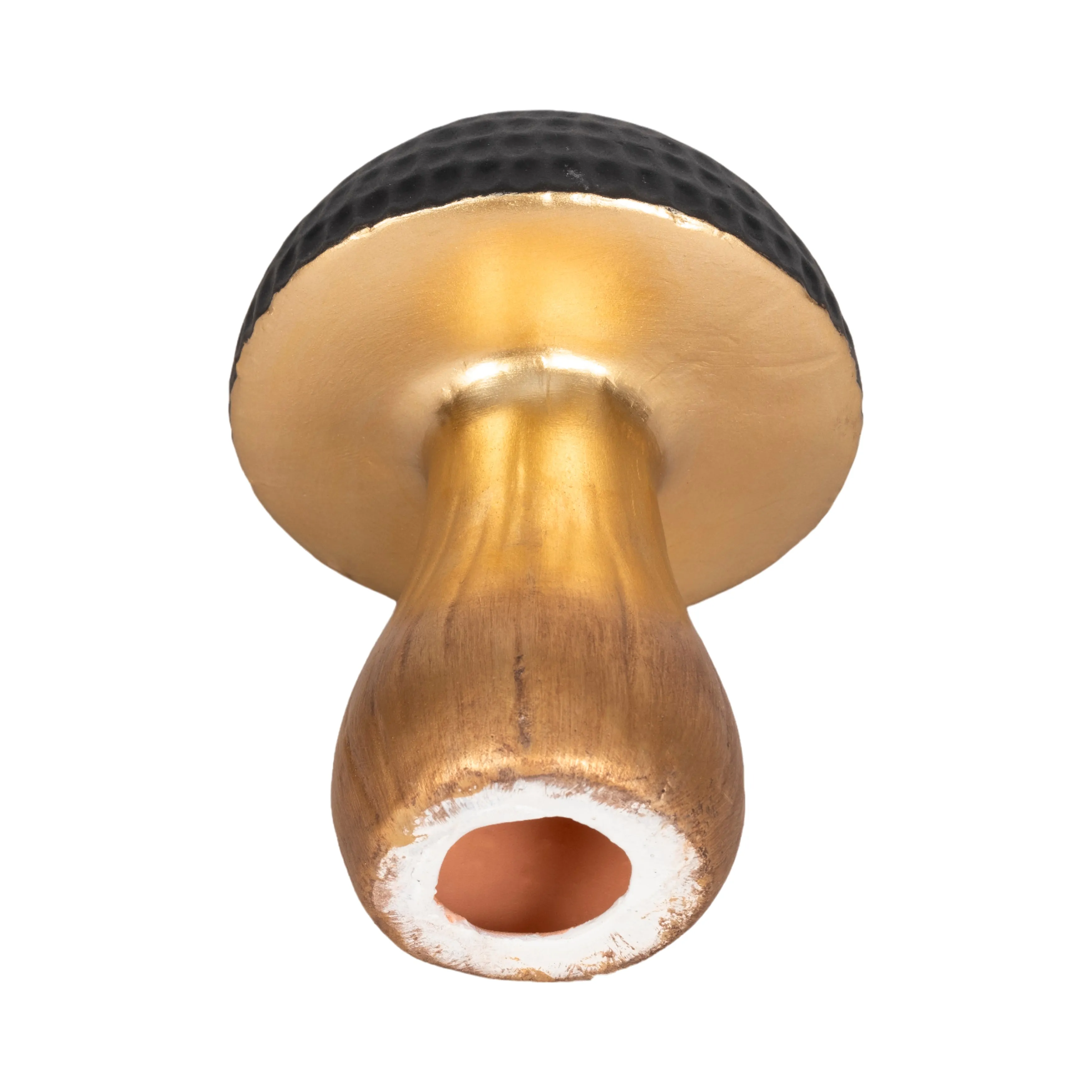 7" Hammered Top Mushroom, Black/gold