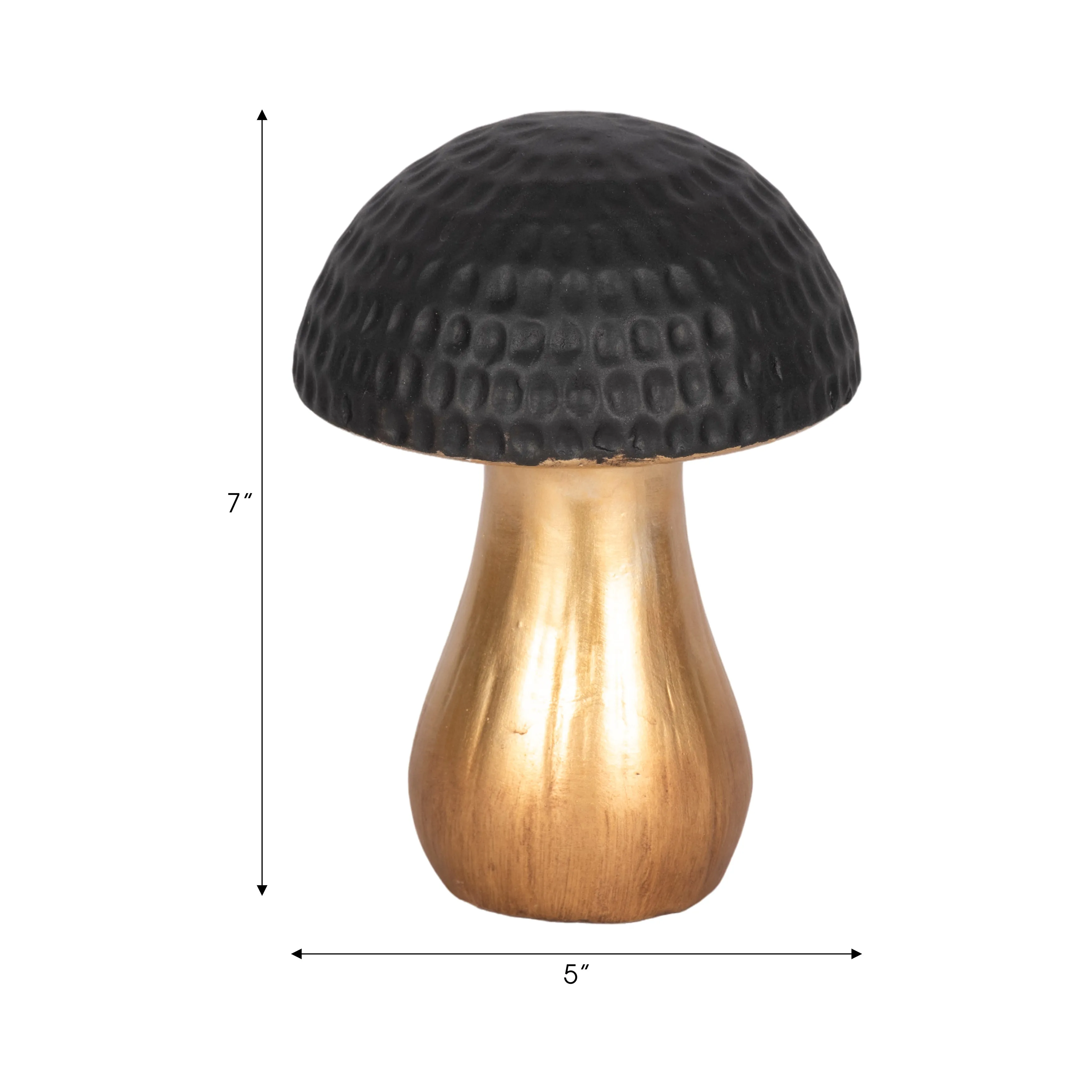 7" Hammered Top Mushroom, Black/gold