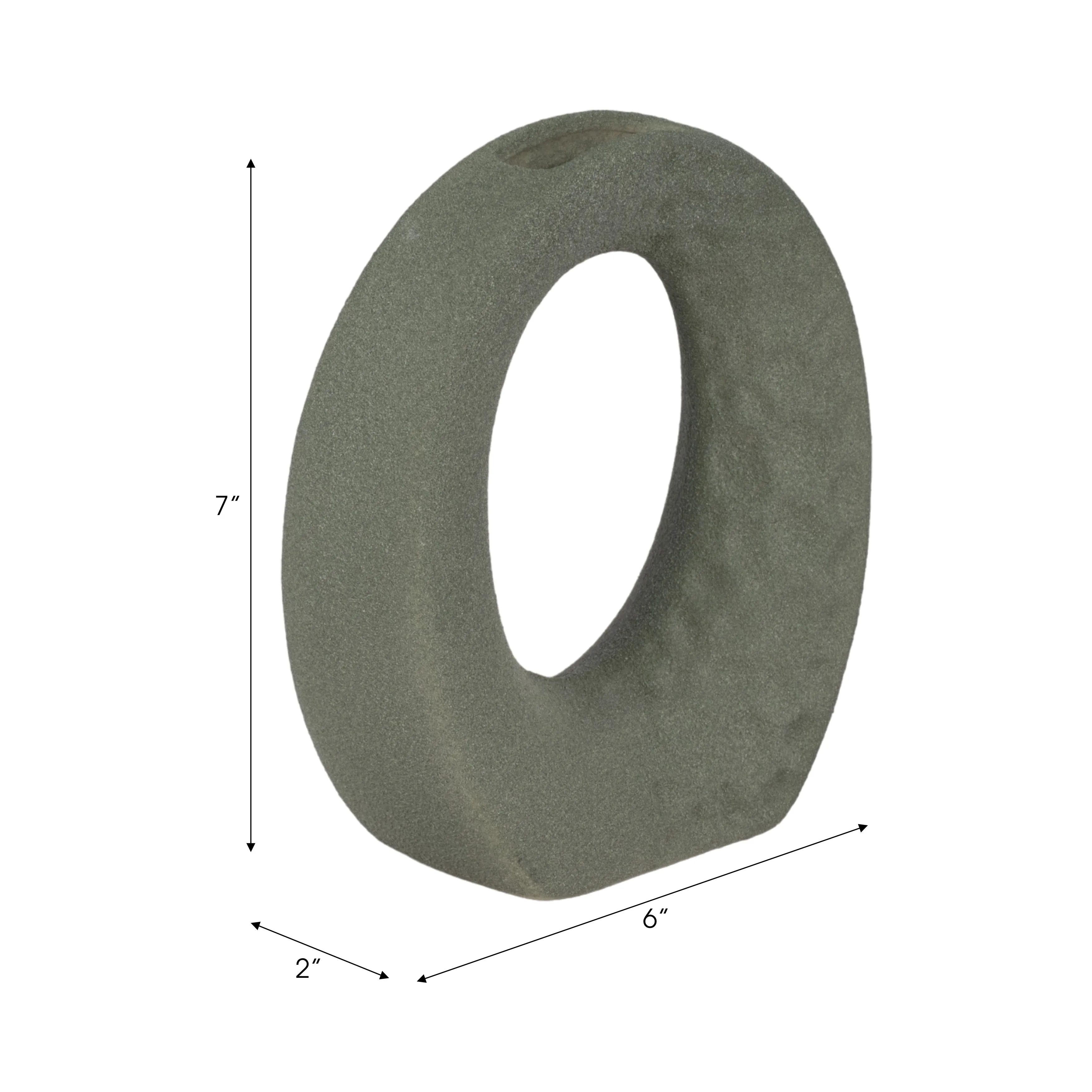 7" Textured Open Cut-out With Vase Opening, Sage G
