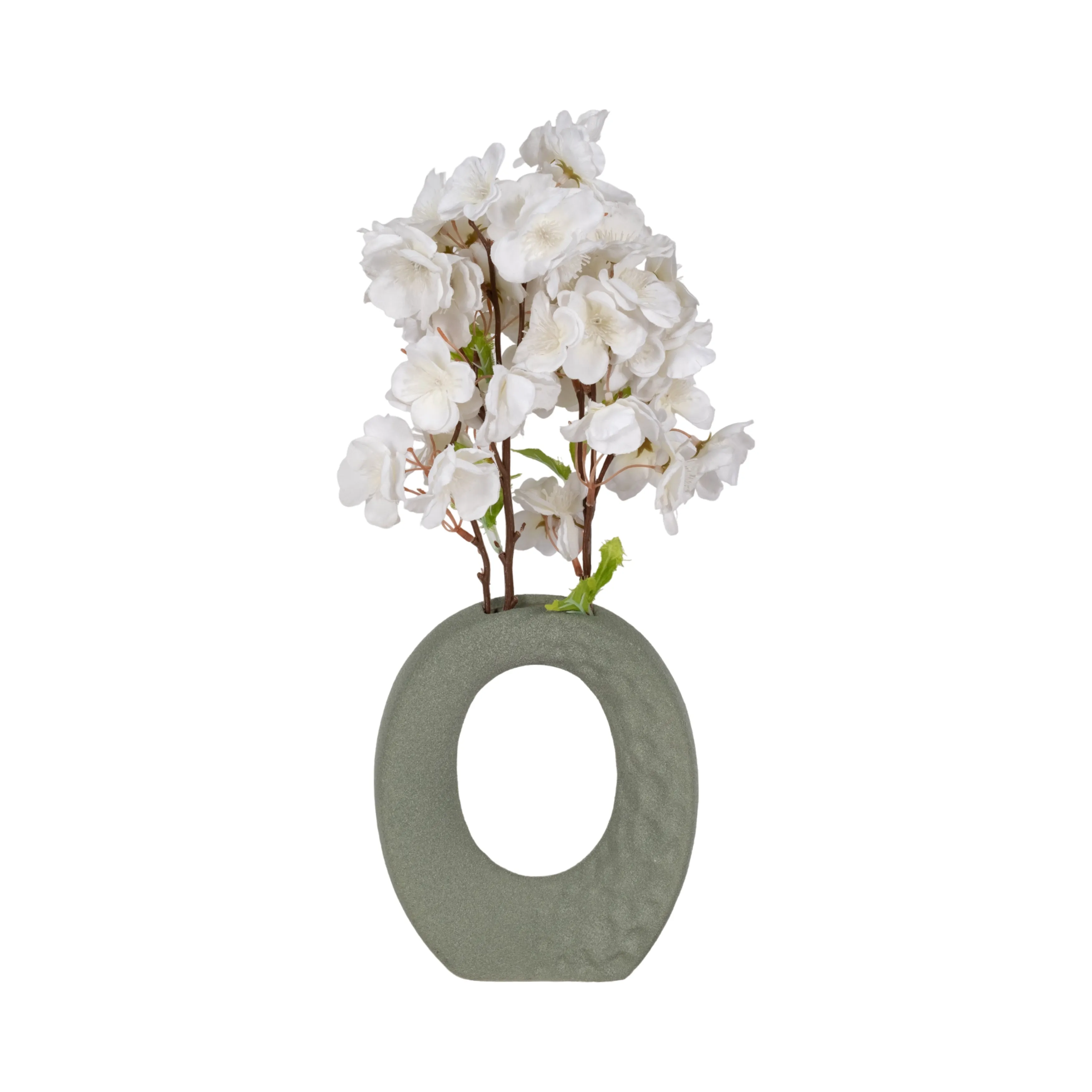 7" Textured Open Cut-out With Vase Opening, Sage G