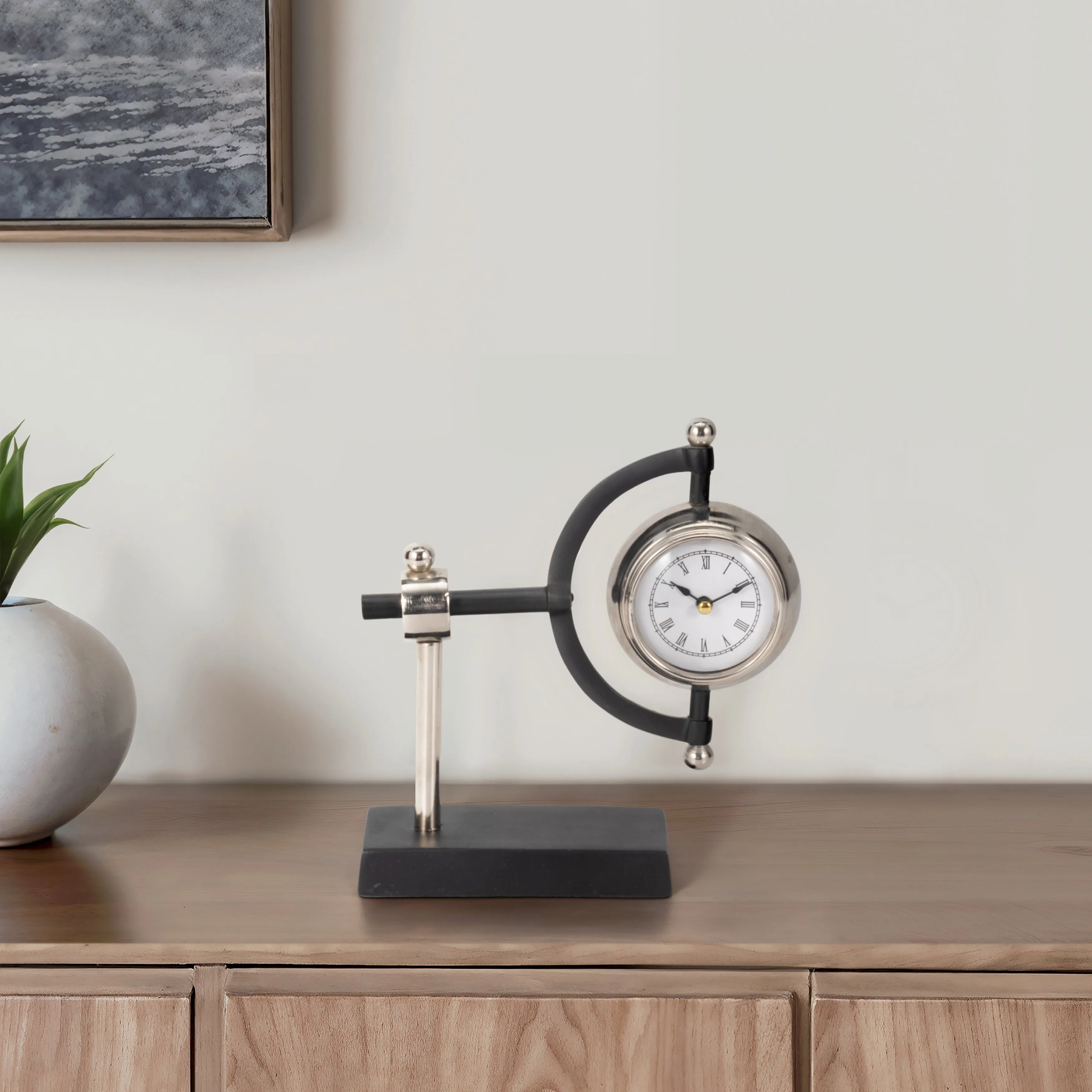 7" Tia Silver Desk Clock