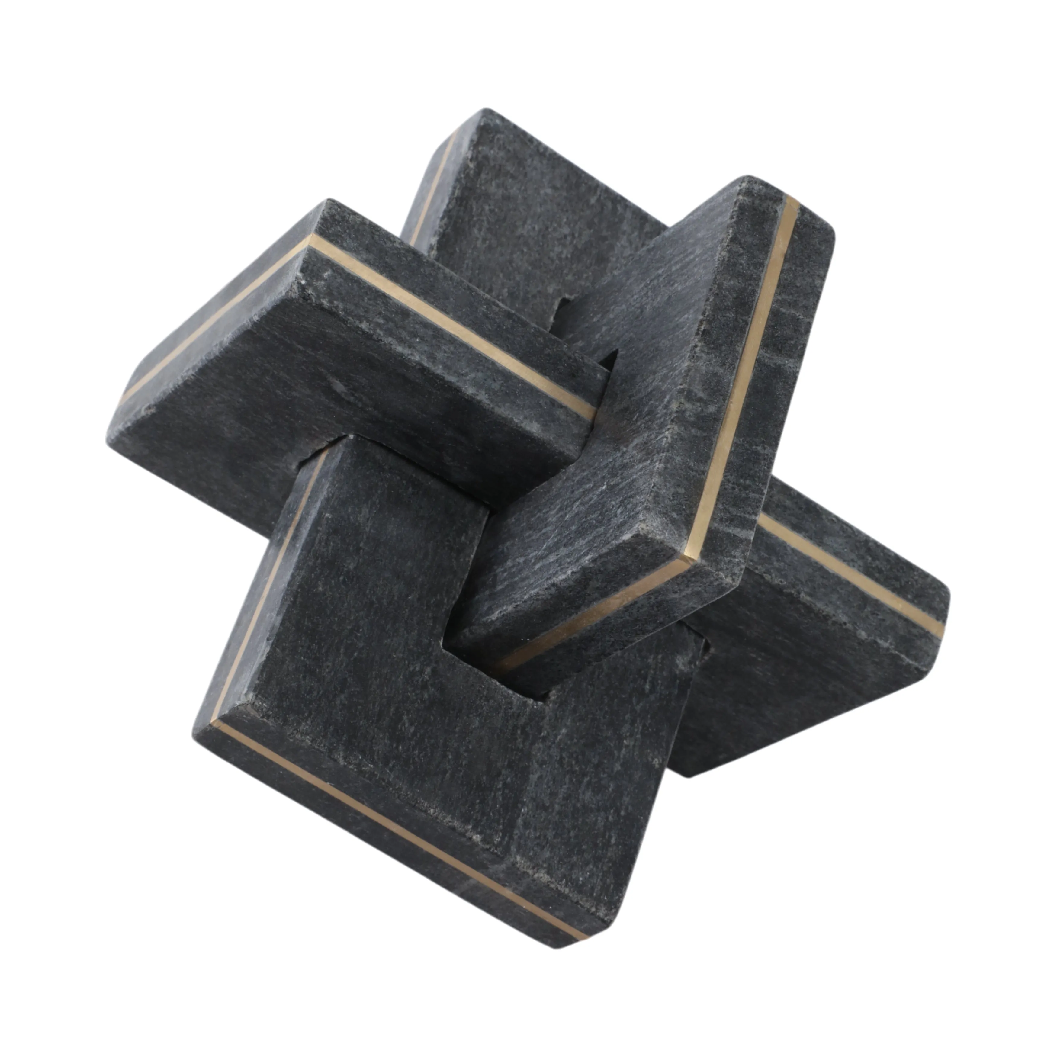 7" Walton Medium Black Marble And Brass Knot