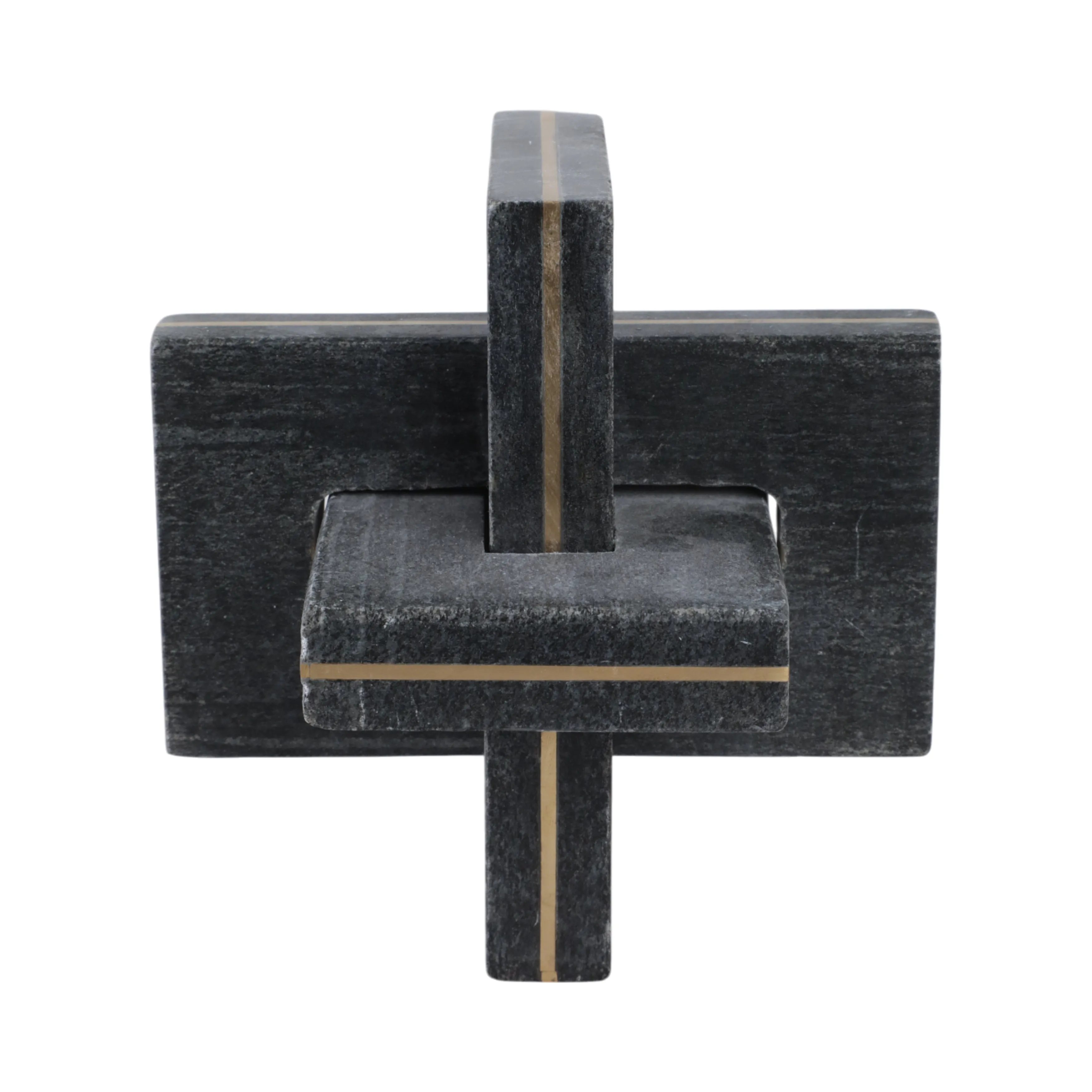 7" Walton Medium Black Marble And Brass Knot