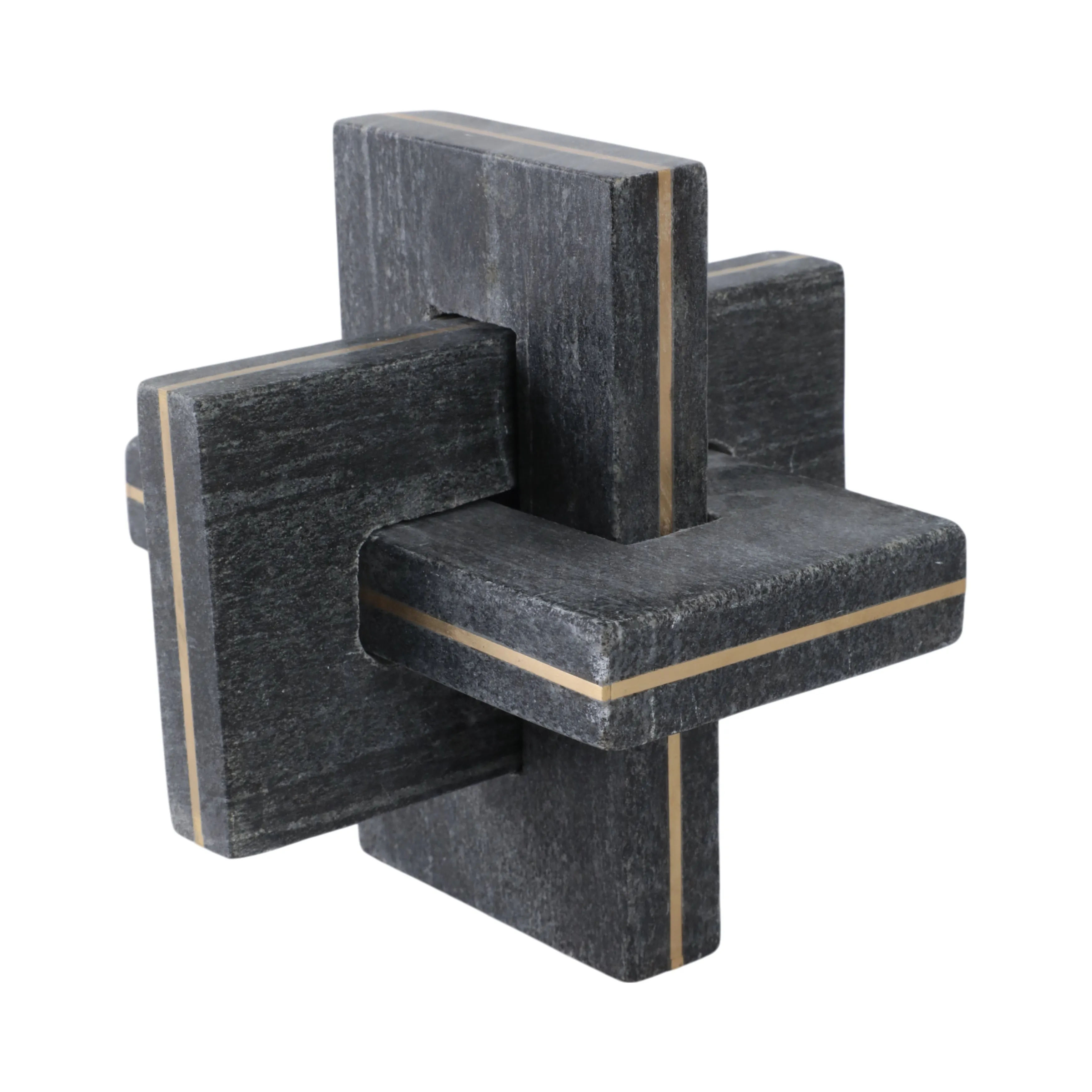 7" Walton Medium Black Marble And Brass Knot