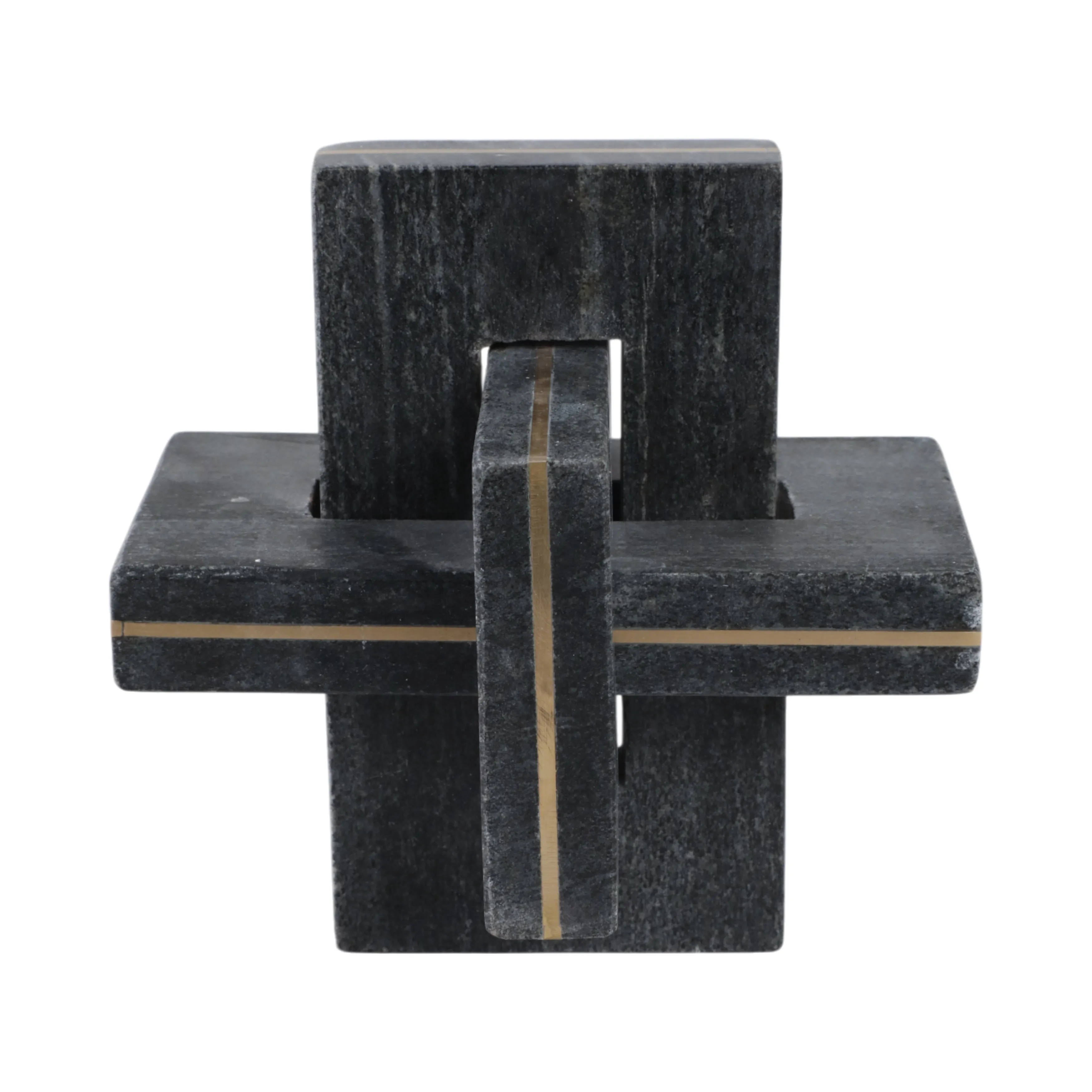 7" Walton Medium Black Marble And Brass Knot
