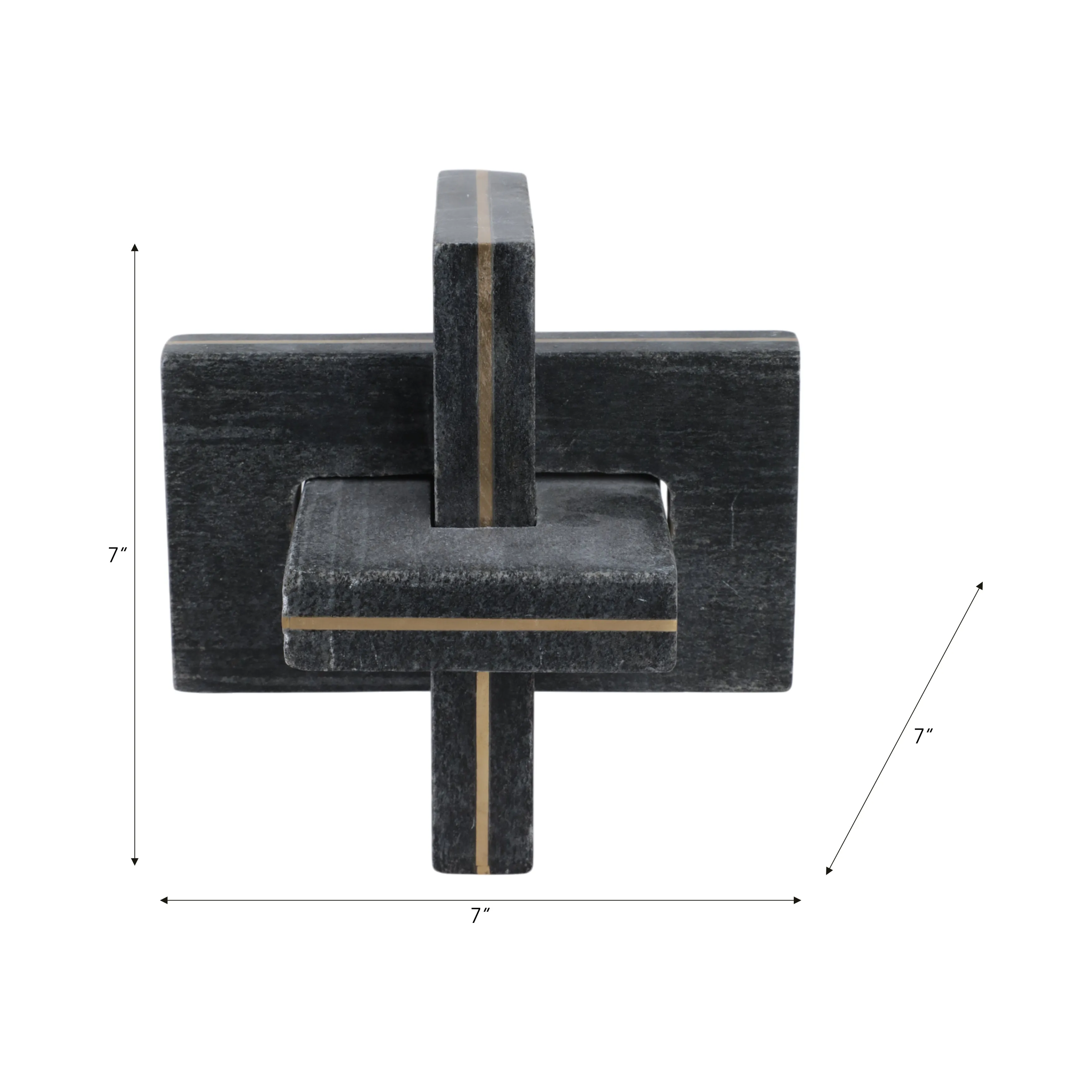7" Walton Medium Black Marble And Brass Knot