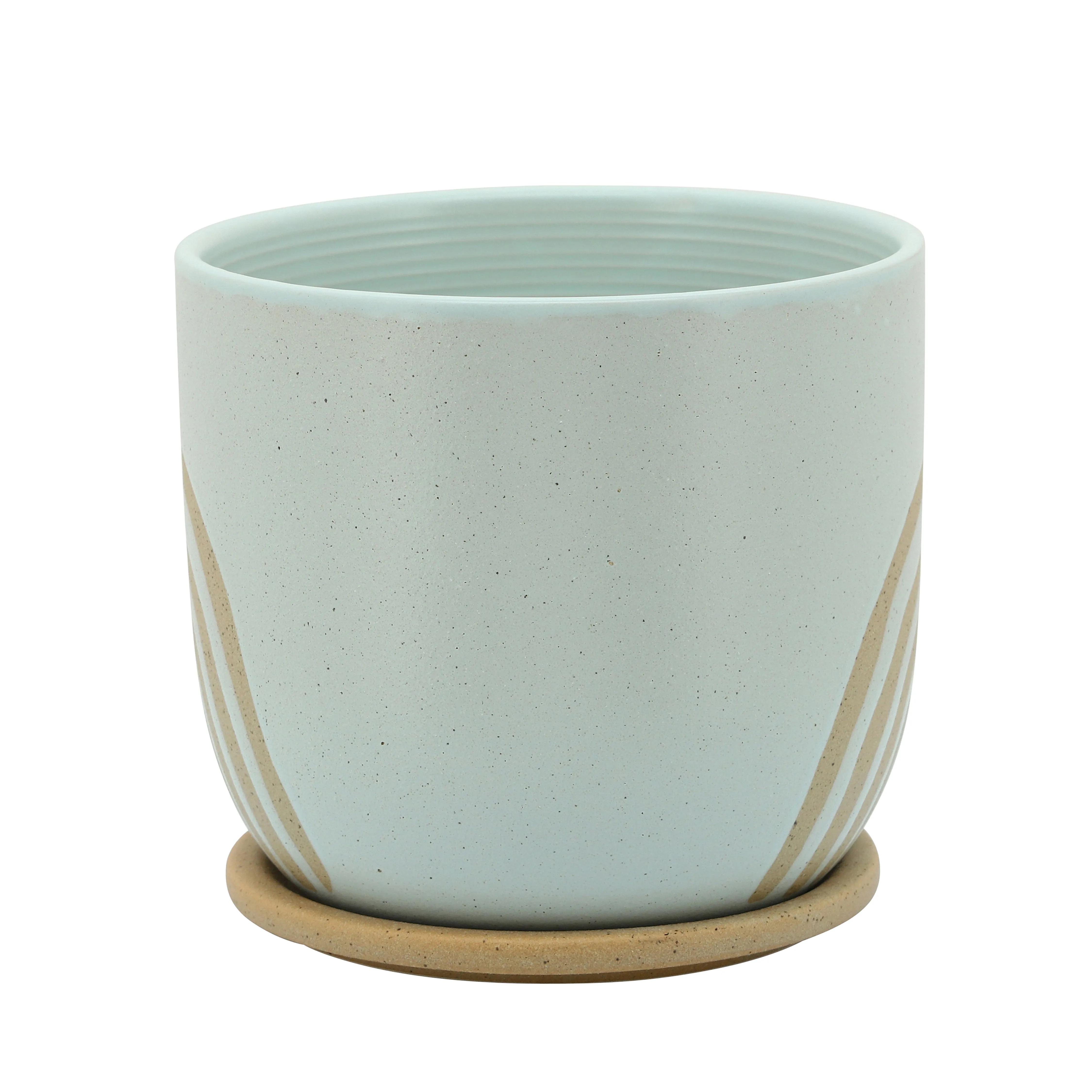 8" ARCH PLANTER W/ SAUCER, MINT