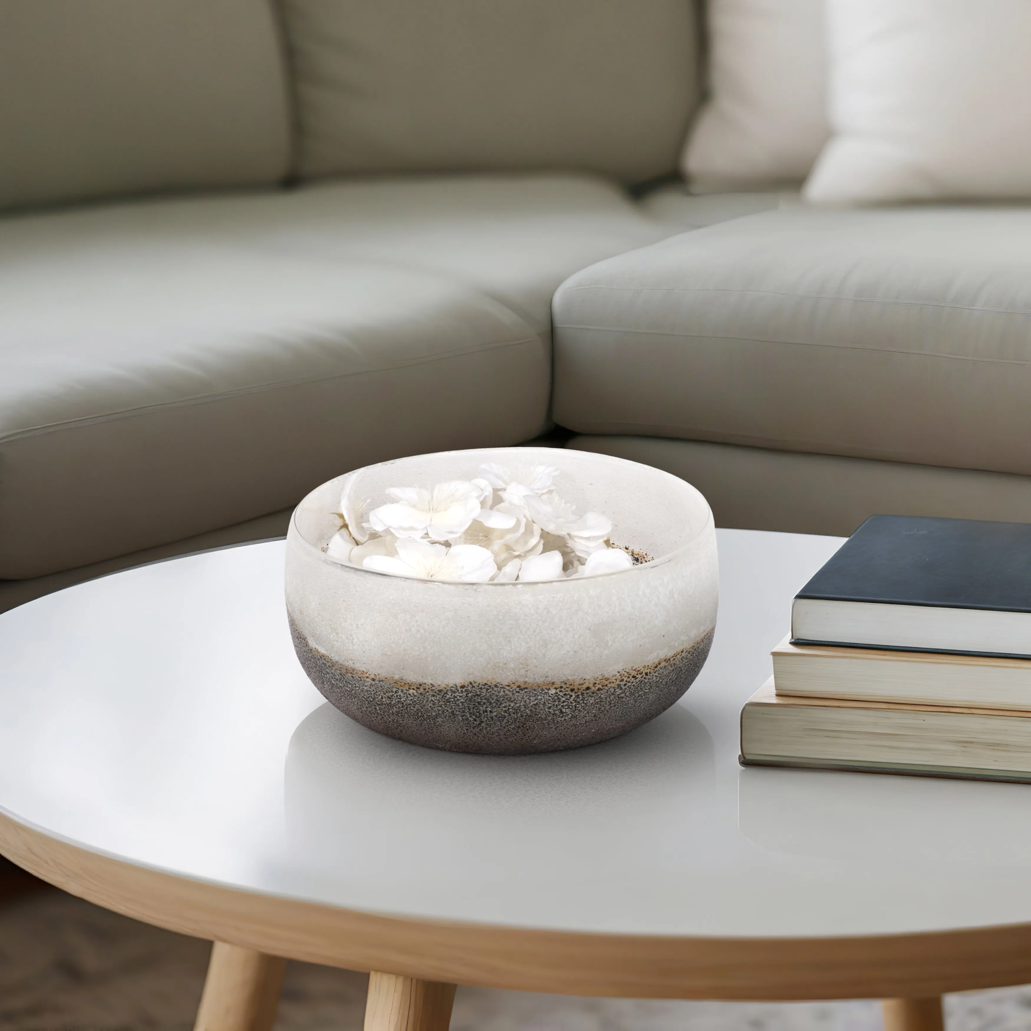 8" Ombre Bowl, White/grey
