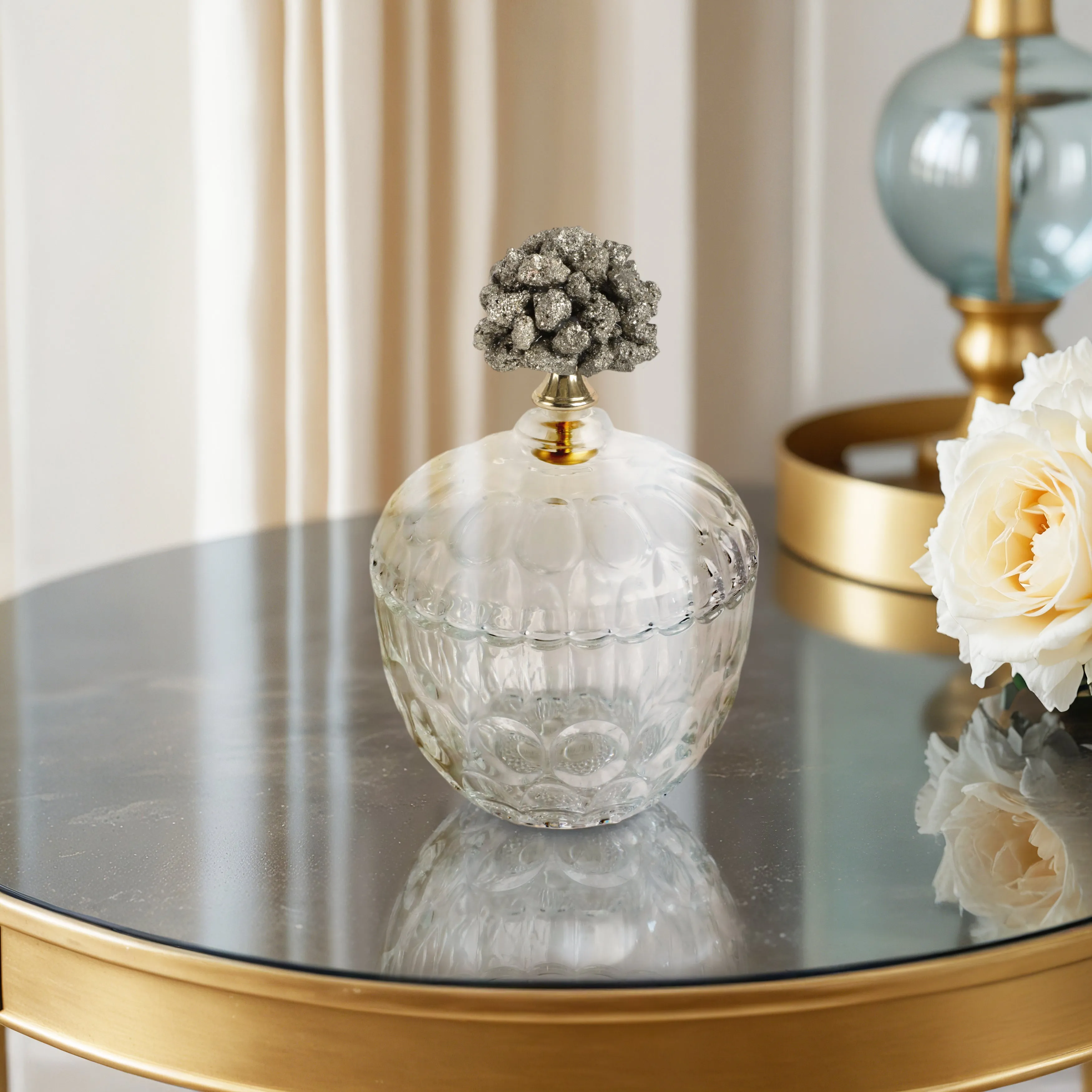 8" Stella Large Stone And Glass Jar