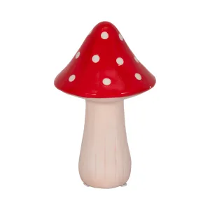 8" White Dot Fairy Mushroom, Red/white