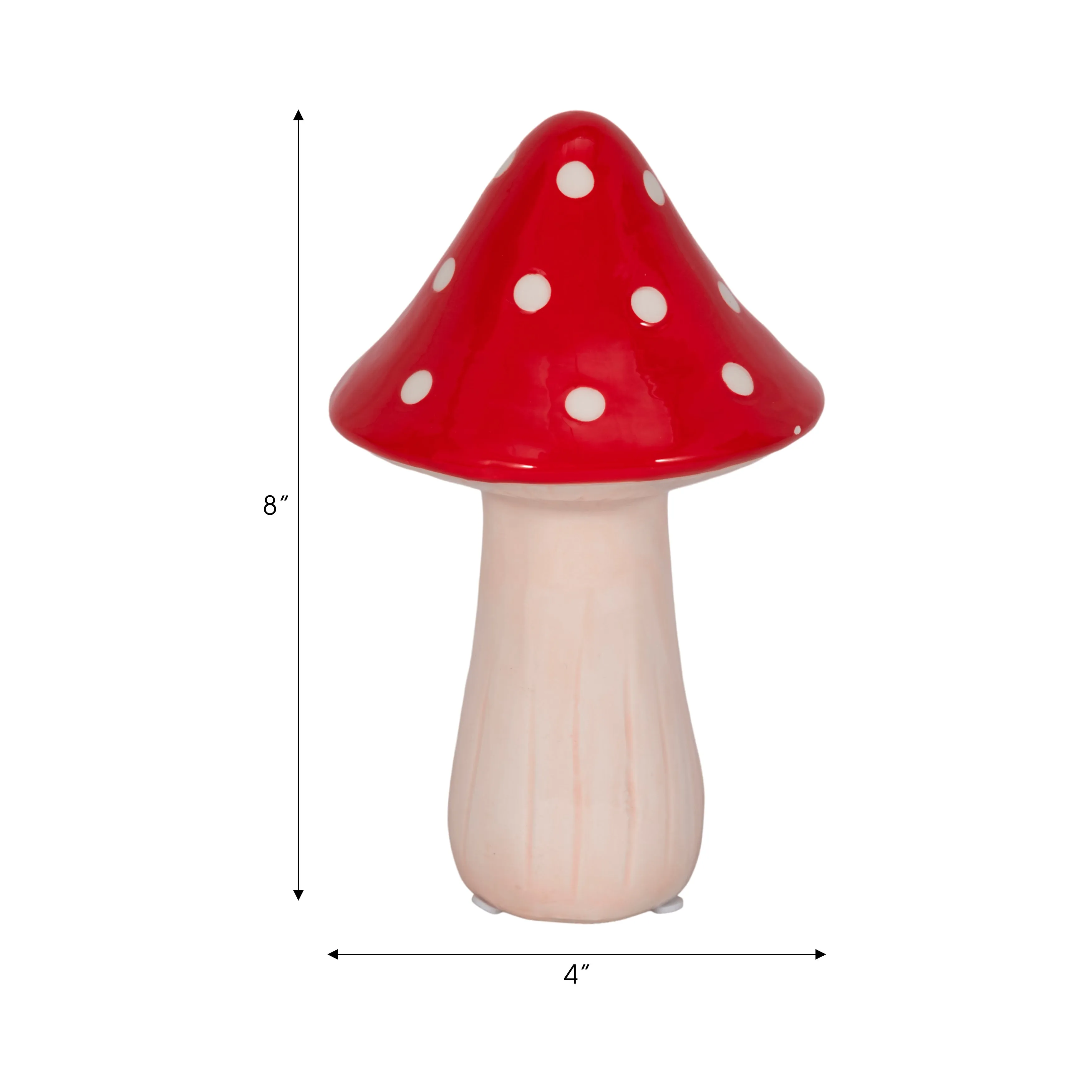 8" White Dot Fairy Mushroom, Red/white