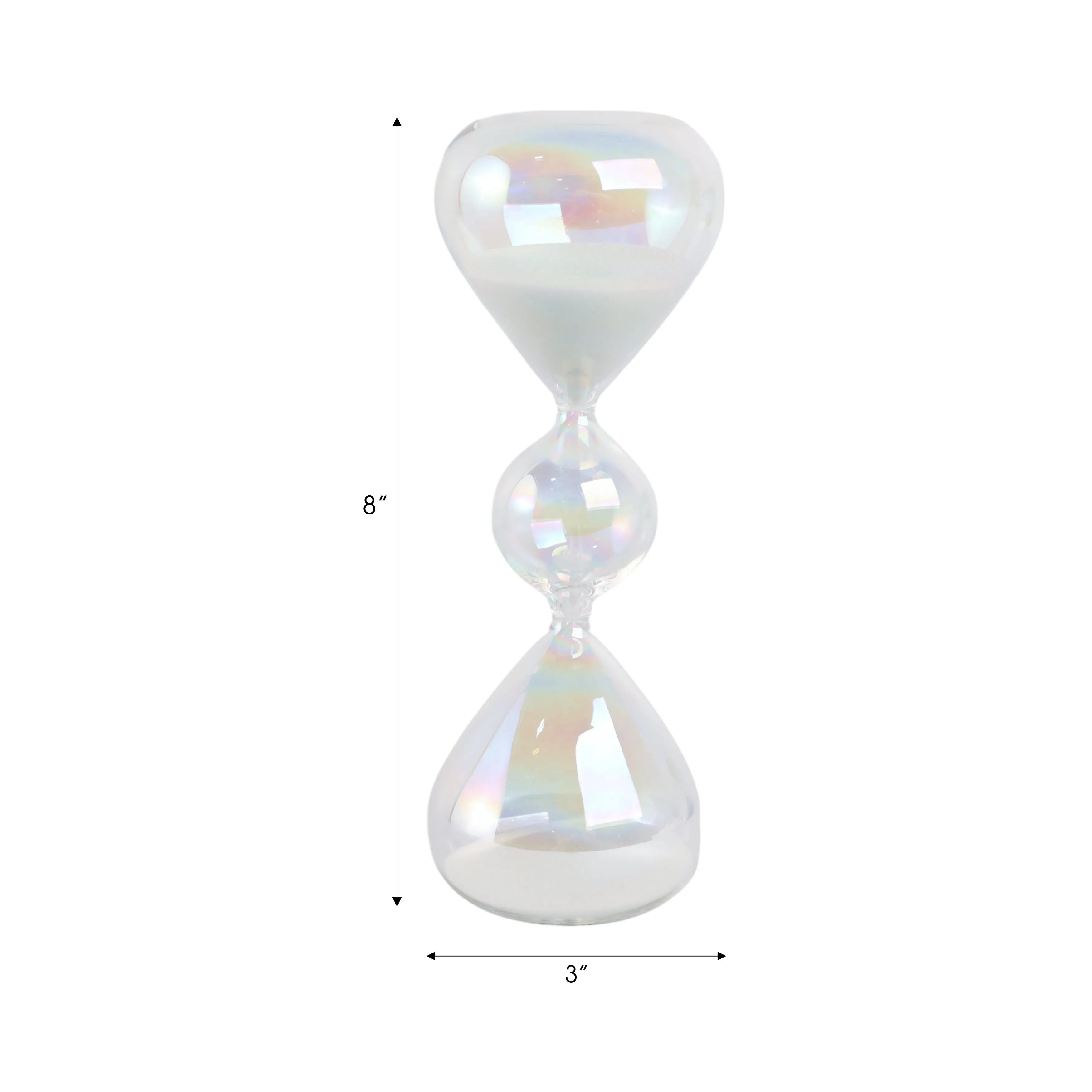 8x3" Glass 10min Bubble Sandtimer, Iridescent