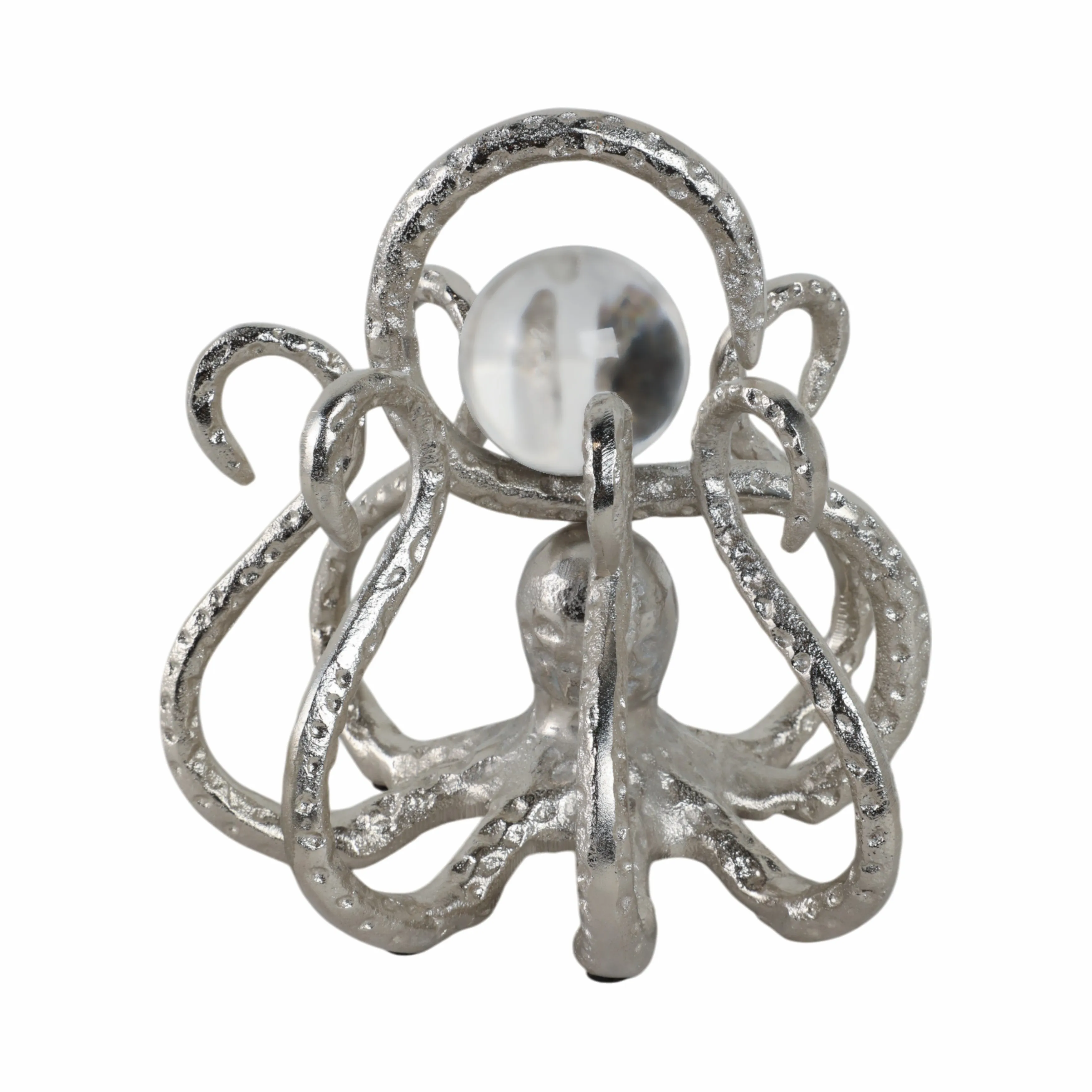 8x8" Octopus With Acrylic Ball, Silver