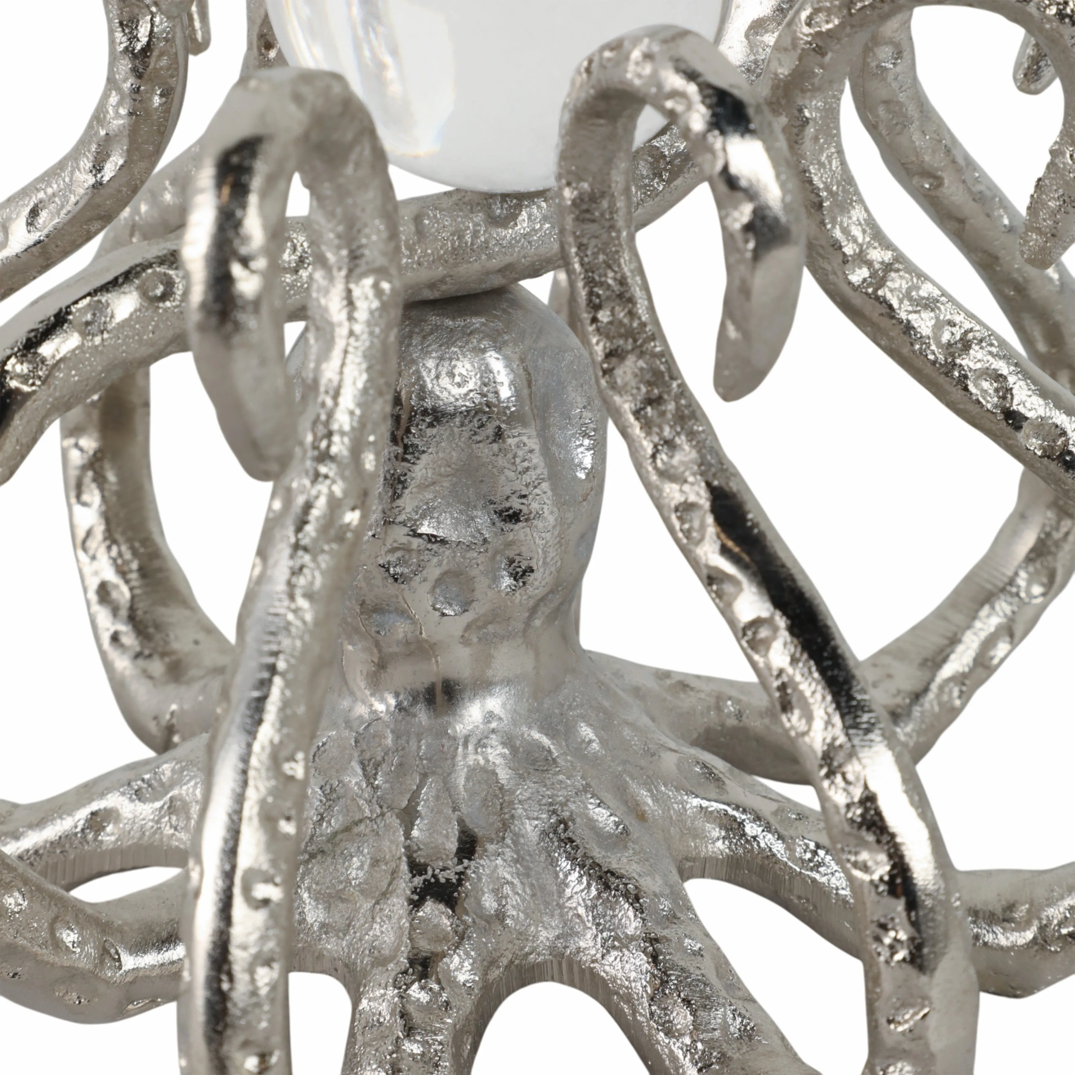 8x8" Octopus With Acrylic Ball, Silver