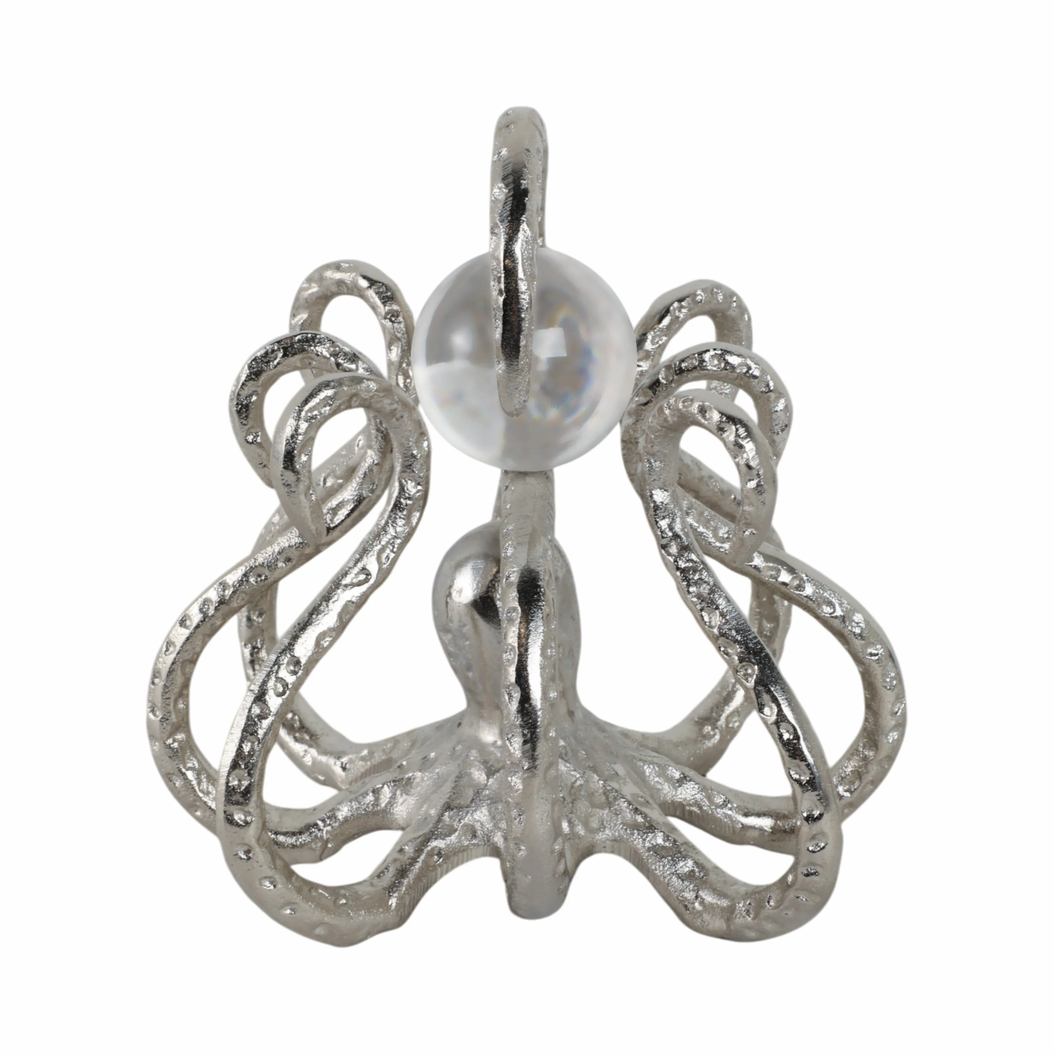 8x8" Octopus With Acrylic Ball, Silver
