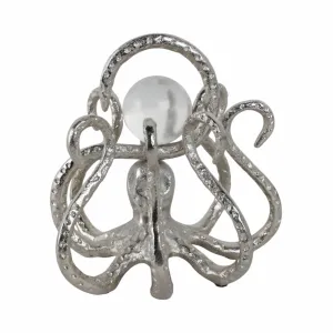8x8" Octopus With Acrylic Ball, Silver