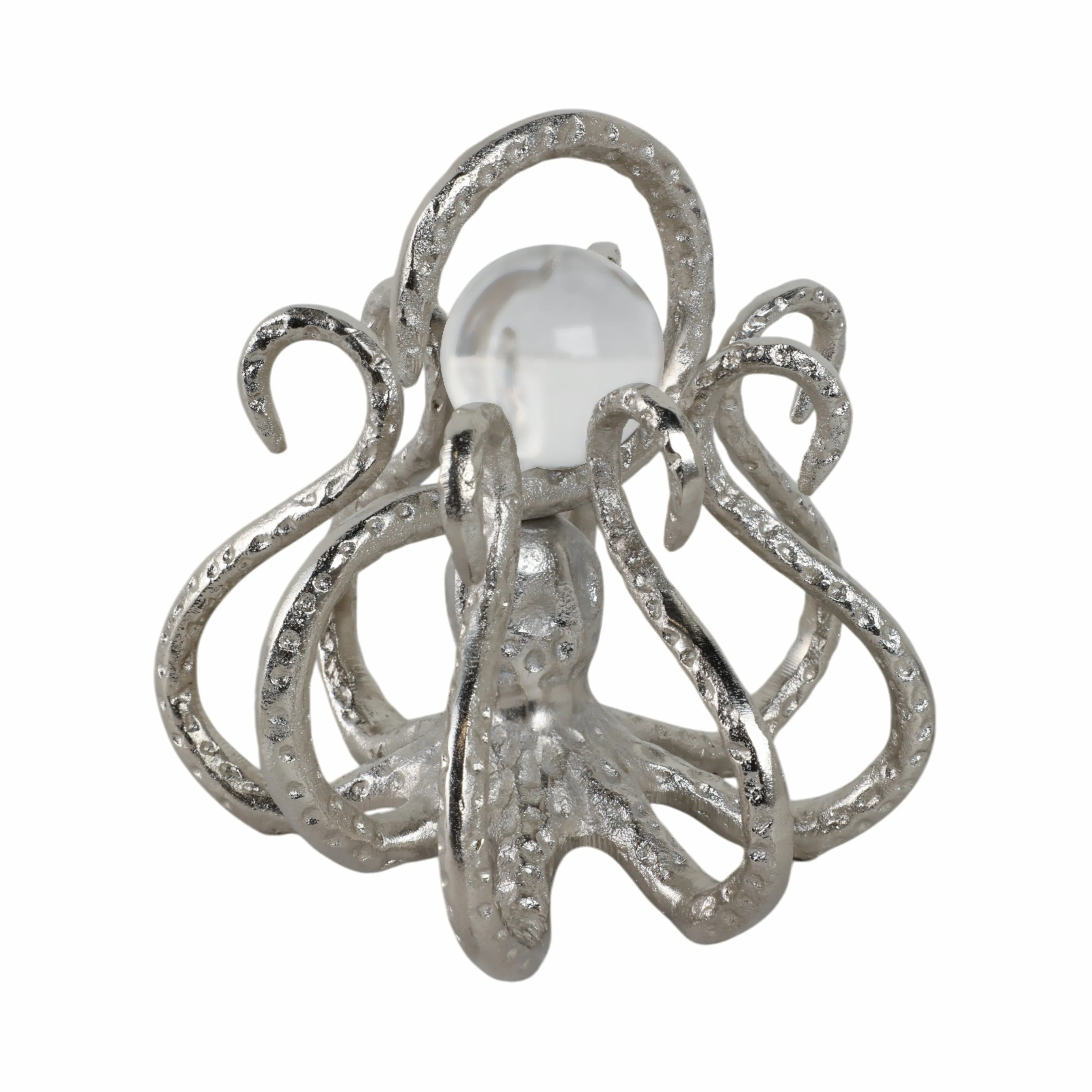 8x8" Octopus With Acrylic Ball, Silver