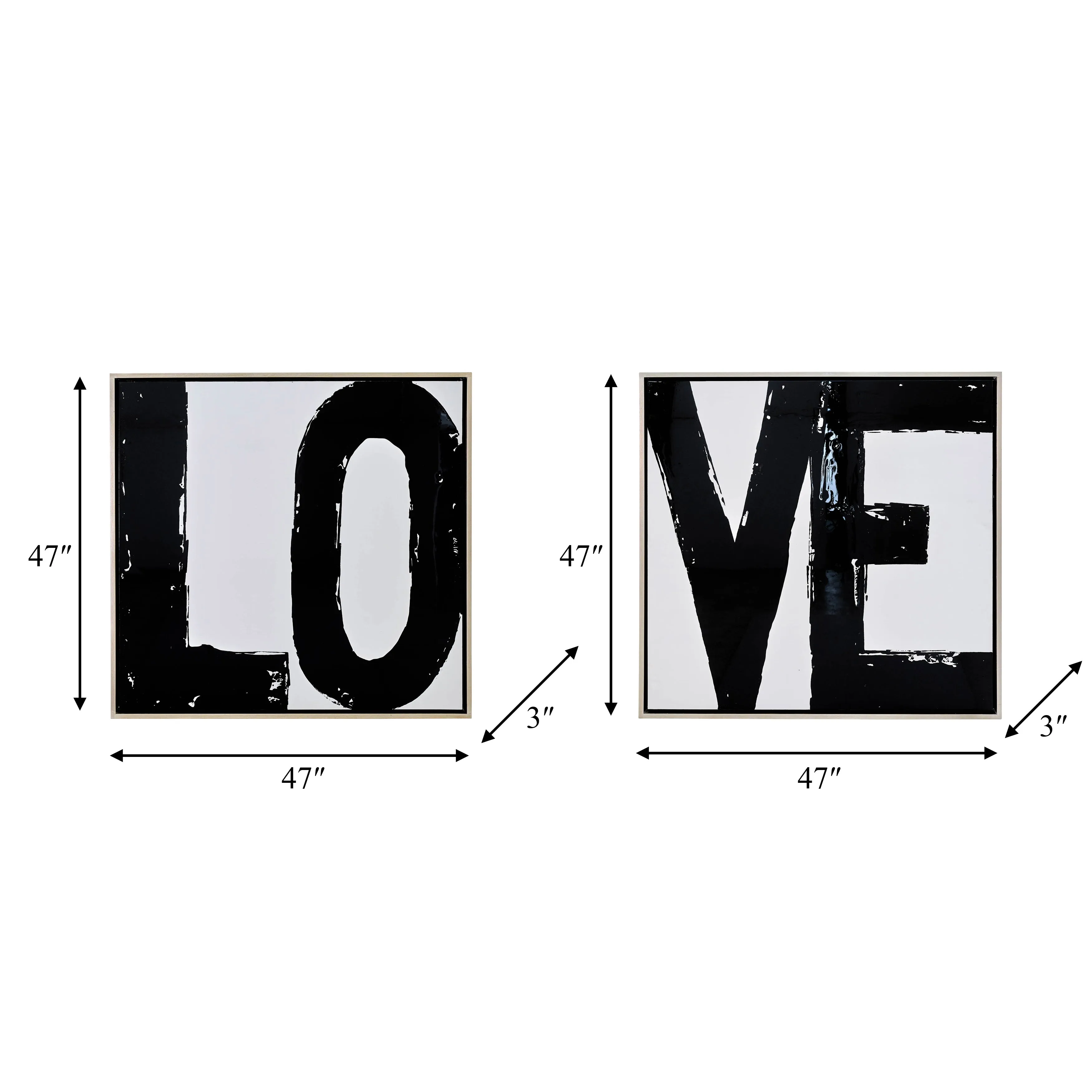 95X47, S/2 HAND PAINTED LOVE FRAME, BLACK