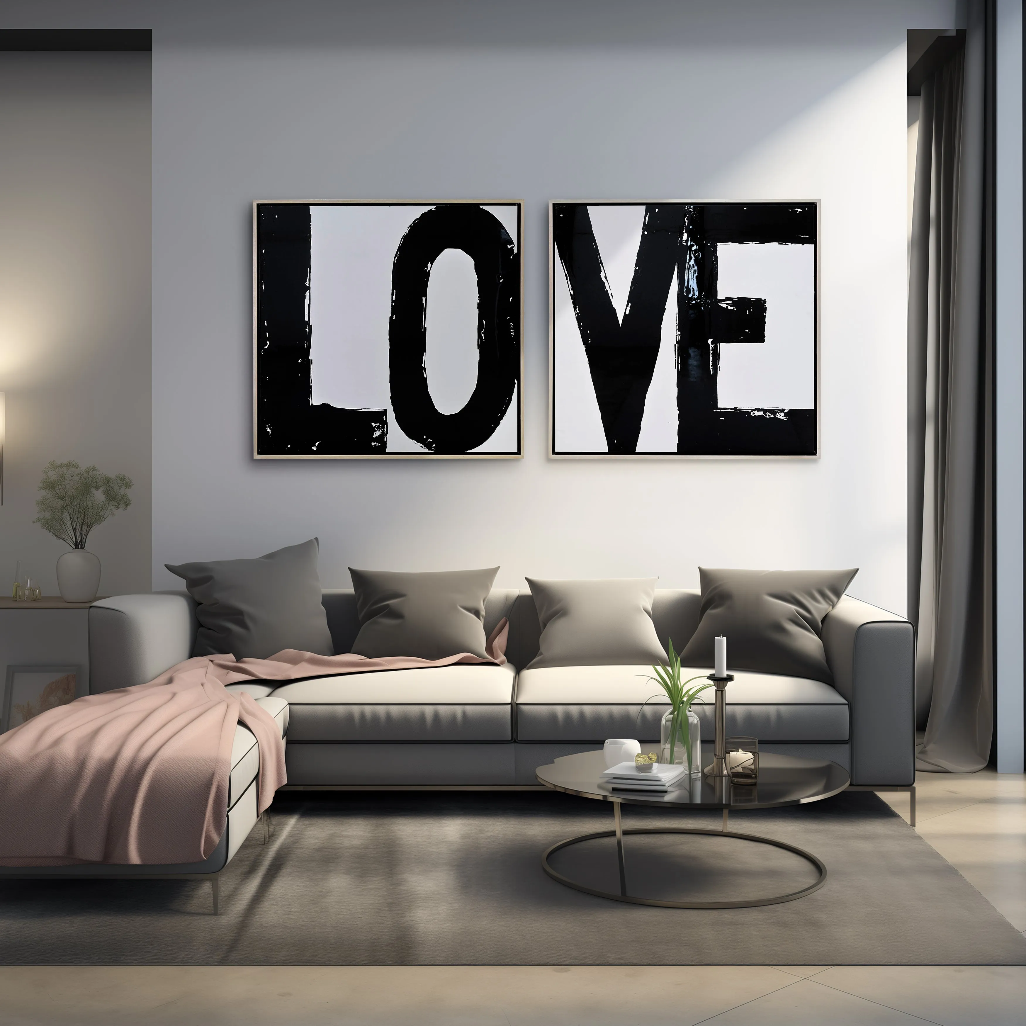 95X47, S/2 HAND PAINTED LOVE FRAME, BLACK