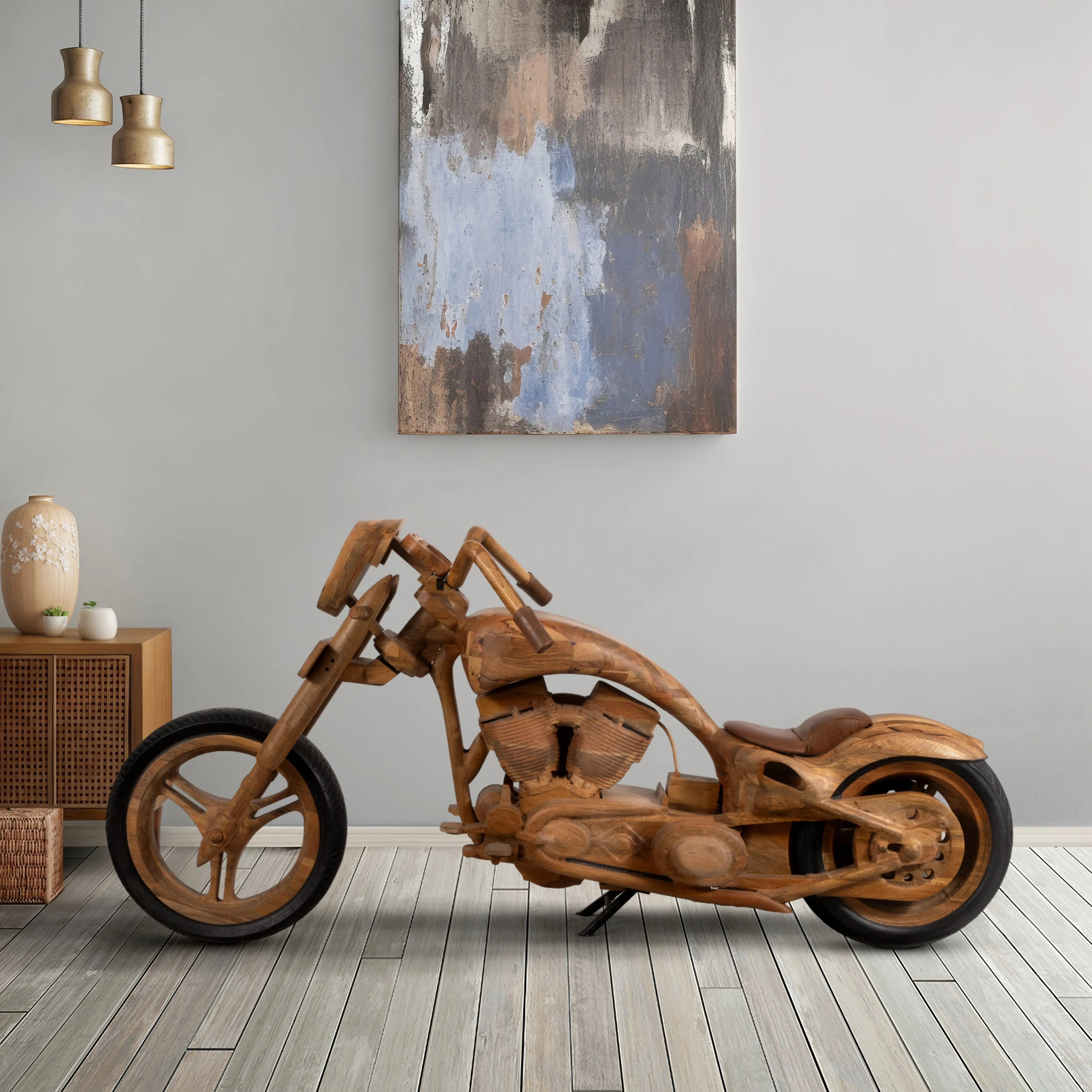 96"WOODEN CHOPPER BIKE, NATURAL