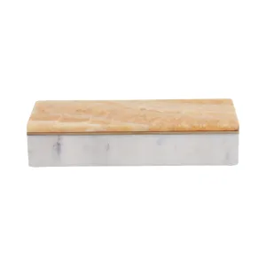 9" Honey Onyx And Brass Box