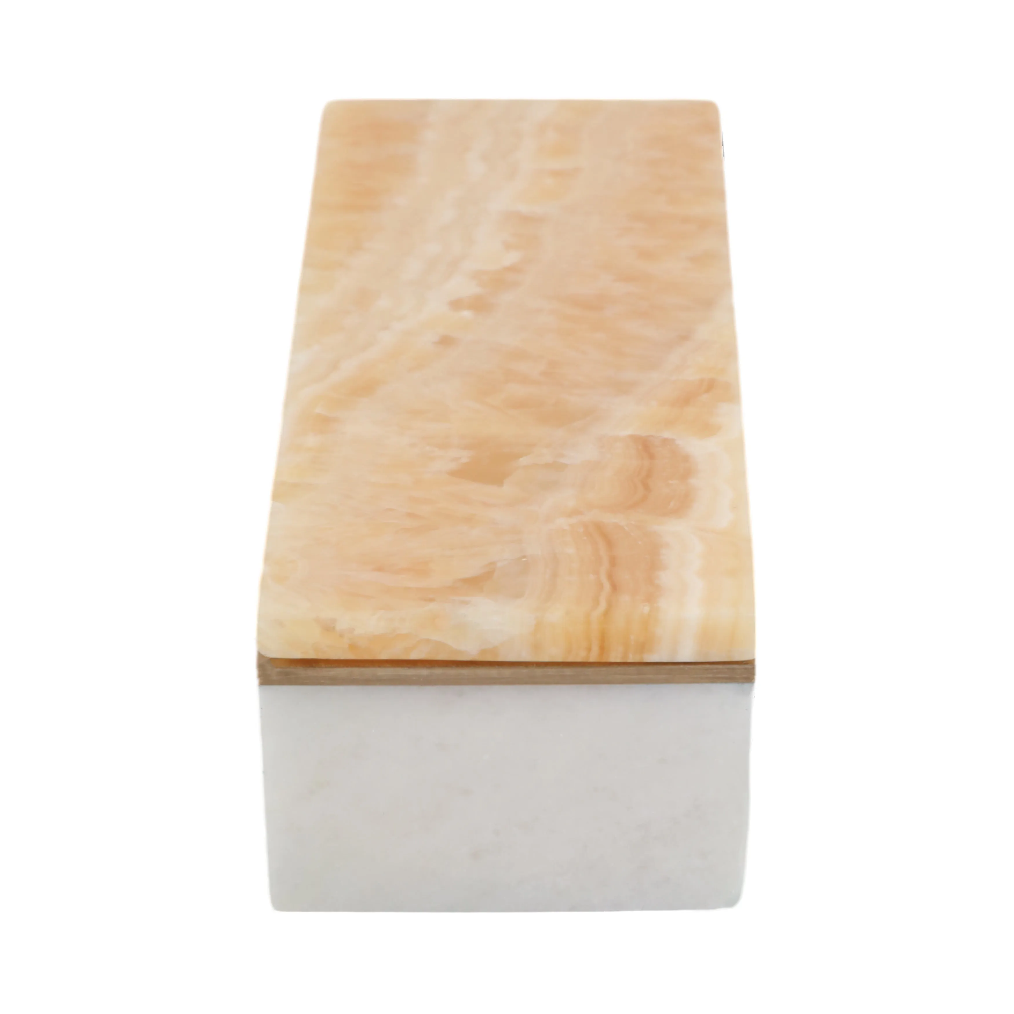 9" Honey Onyx And Brass Box