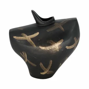 9" Ponce Tribal Black & Gold Vase