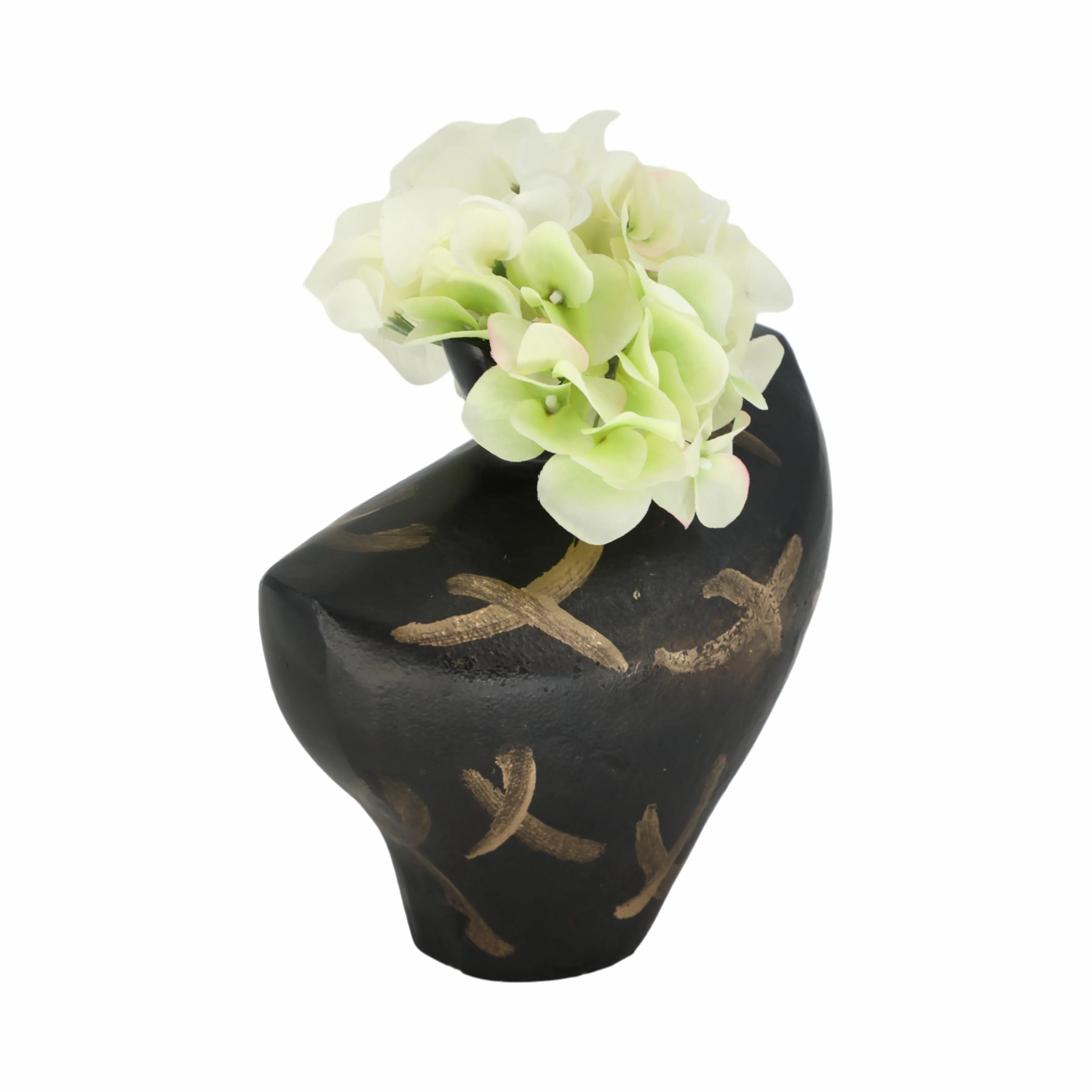 9" Ponce Tribal Black & Gold Vase