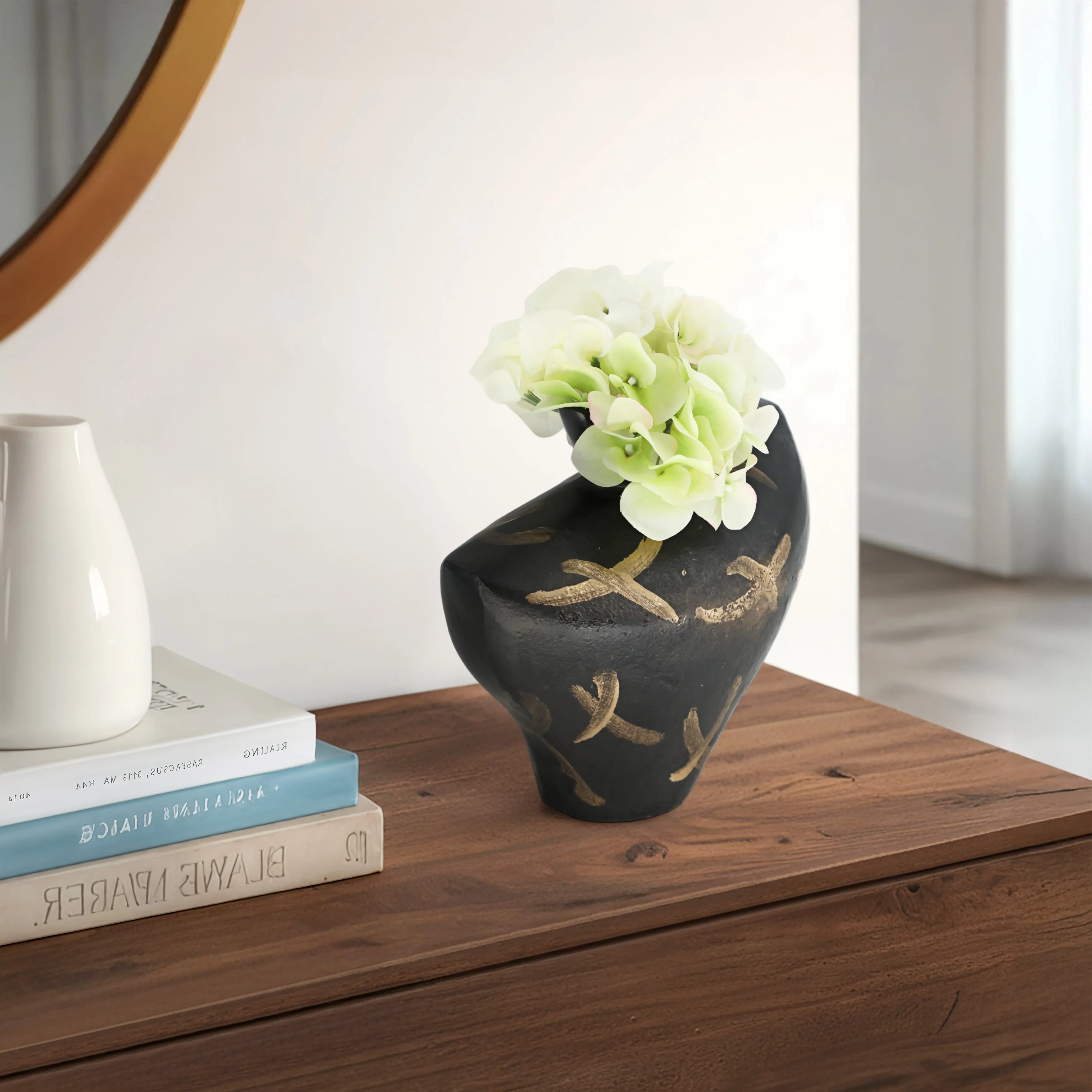 9" Ponce Tribal Black & Gold Vase