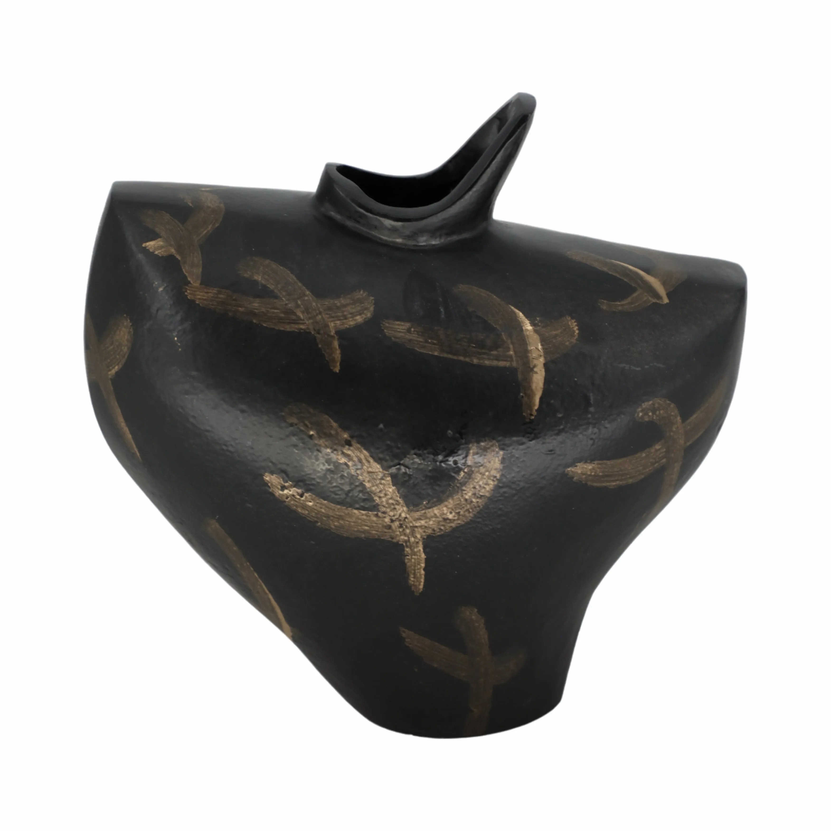9" Ponce Tribal Black & Gold Vase