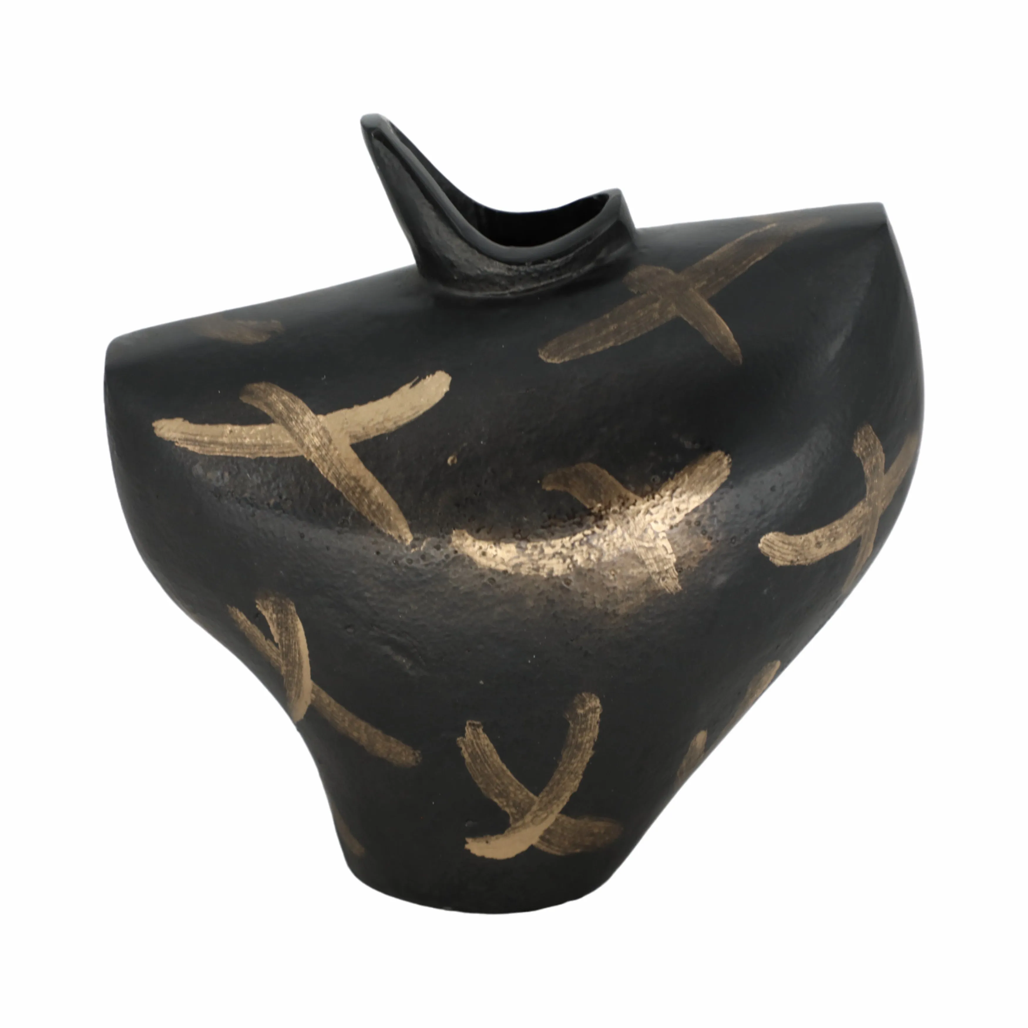 9" Ponce Tribal Black & Gold Vase