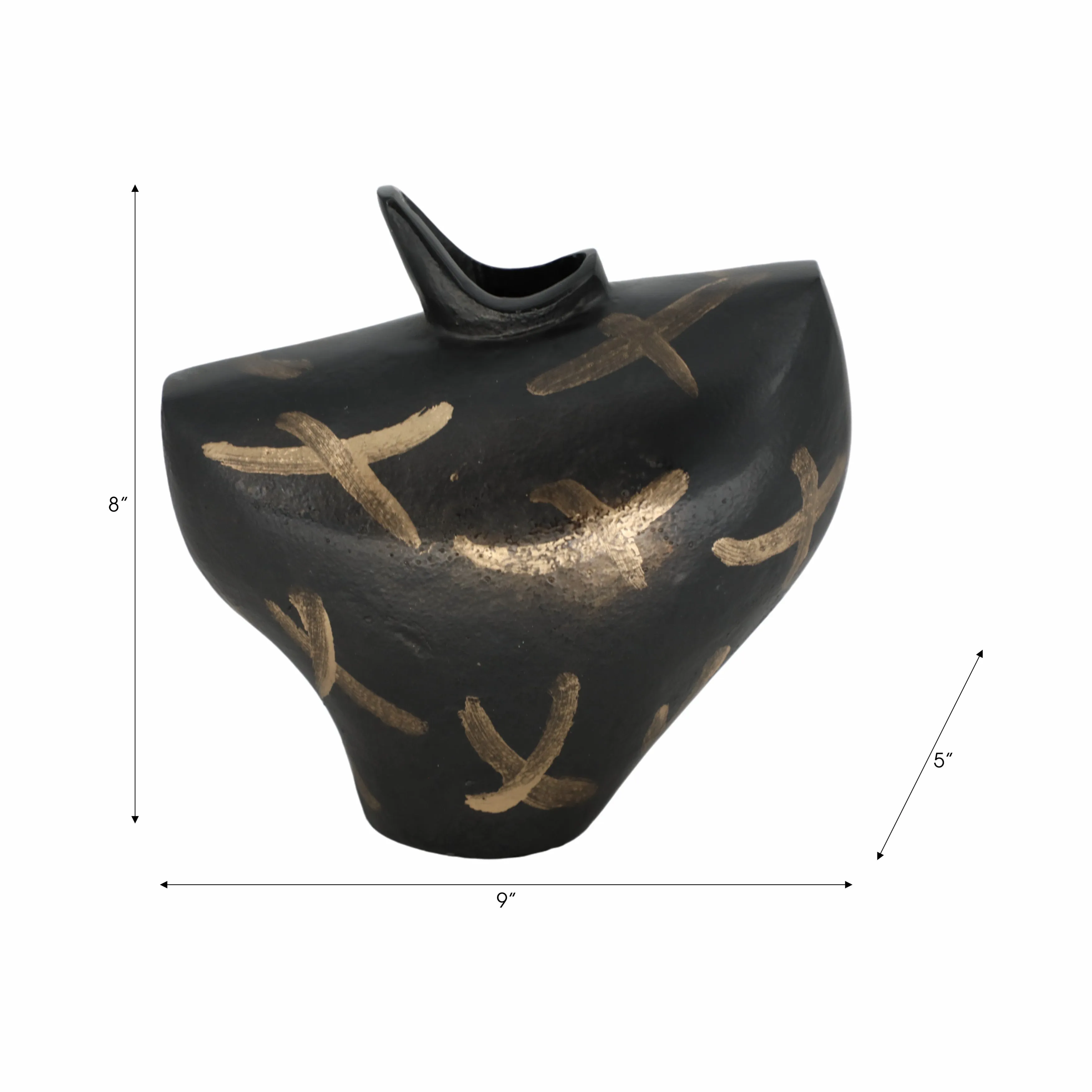 9" Ponce Tribal Black & Gold Vase