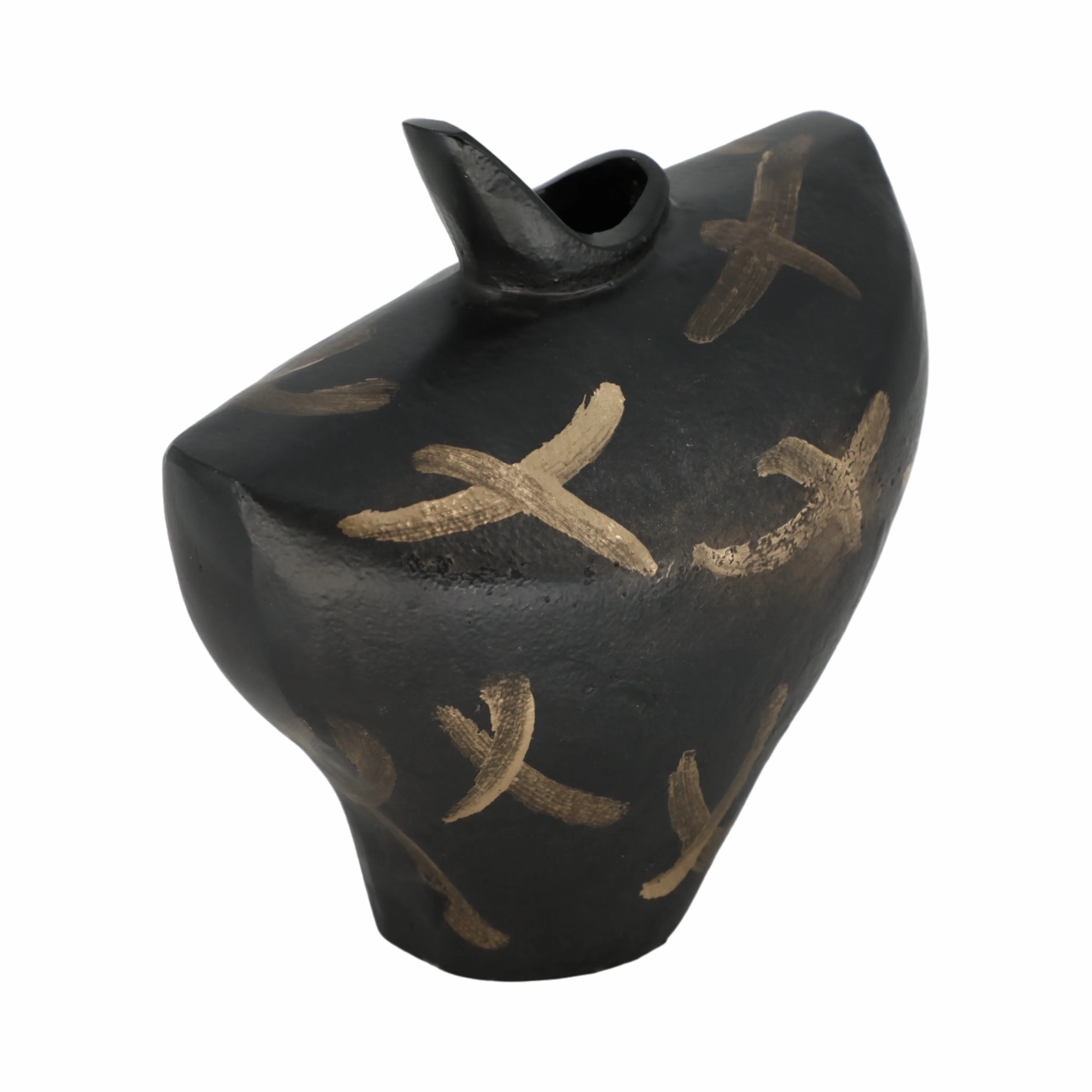 9" Ponce Tribal Black & Gold Vase