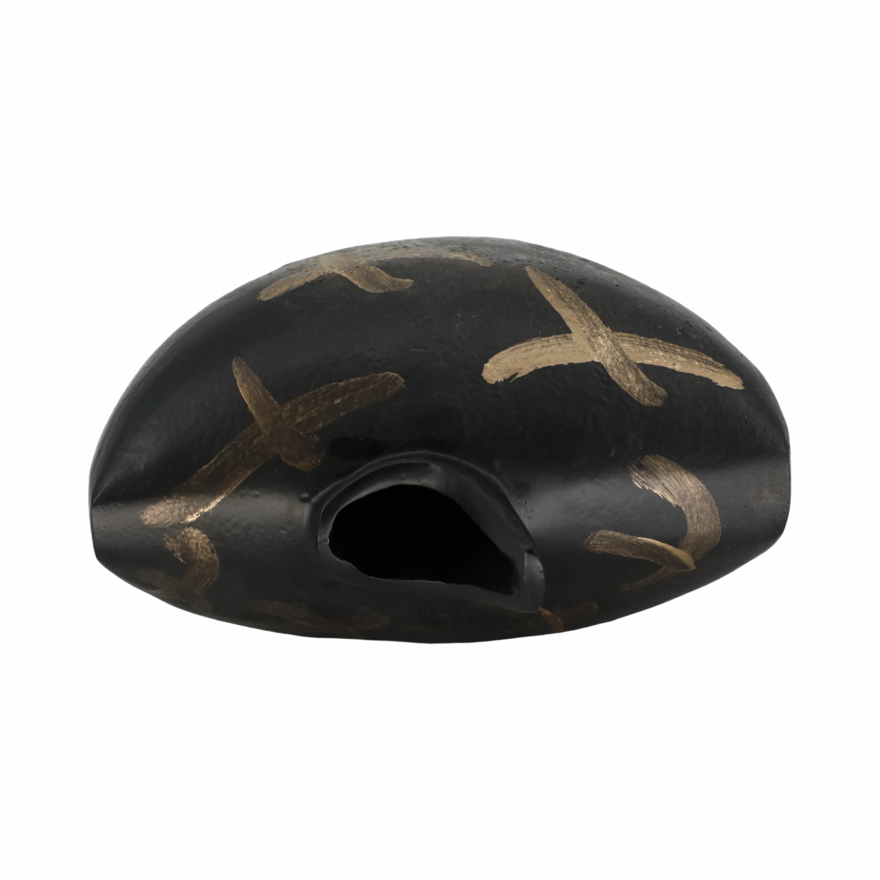 9" Ponce Tribal Black & Gold Vase