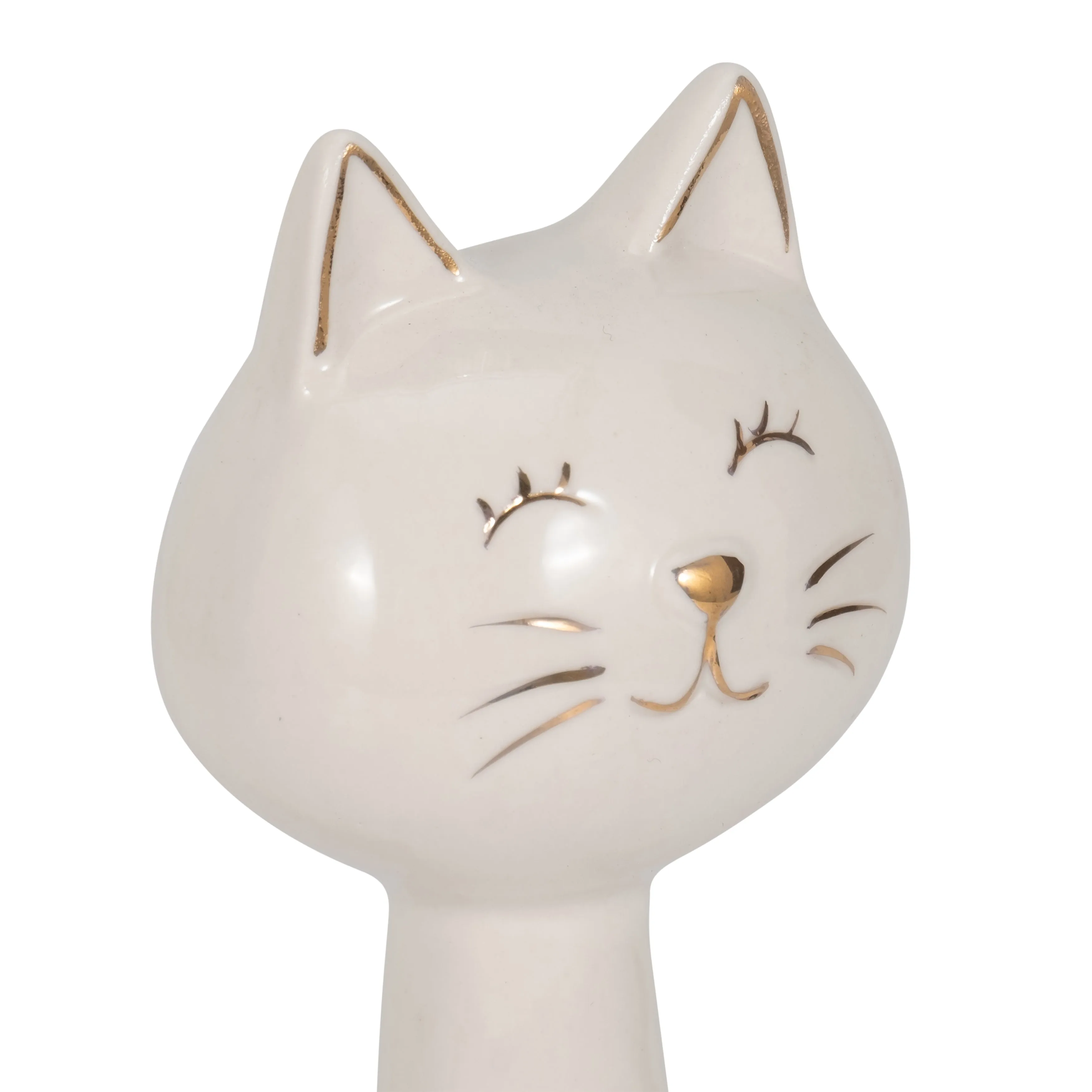 9" Sitting Kitty, White/gold