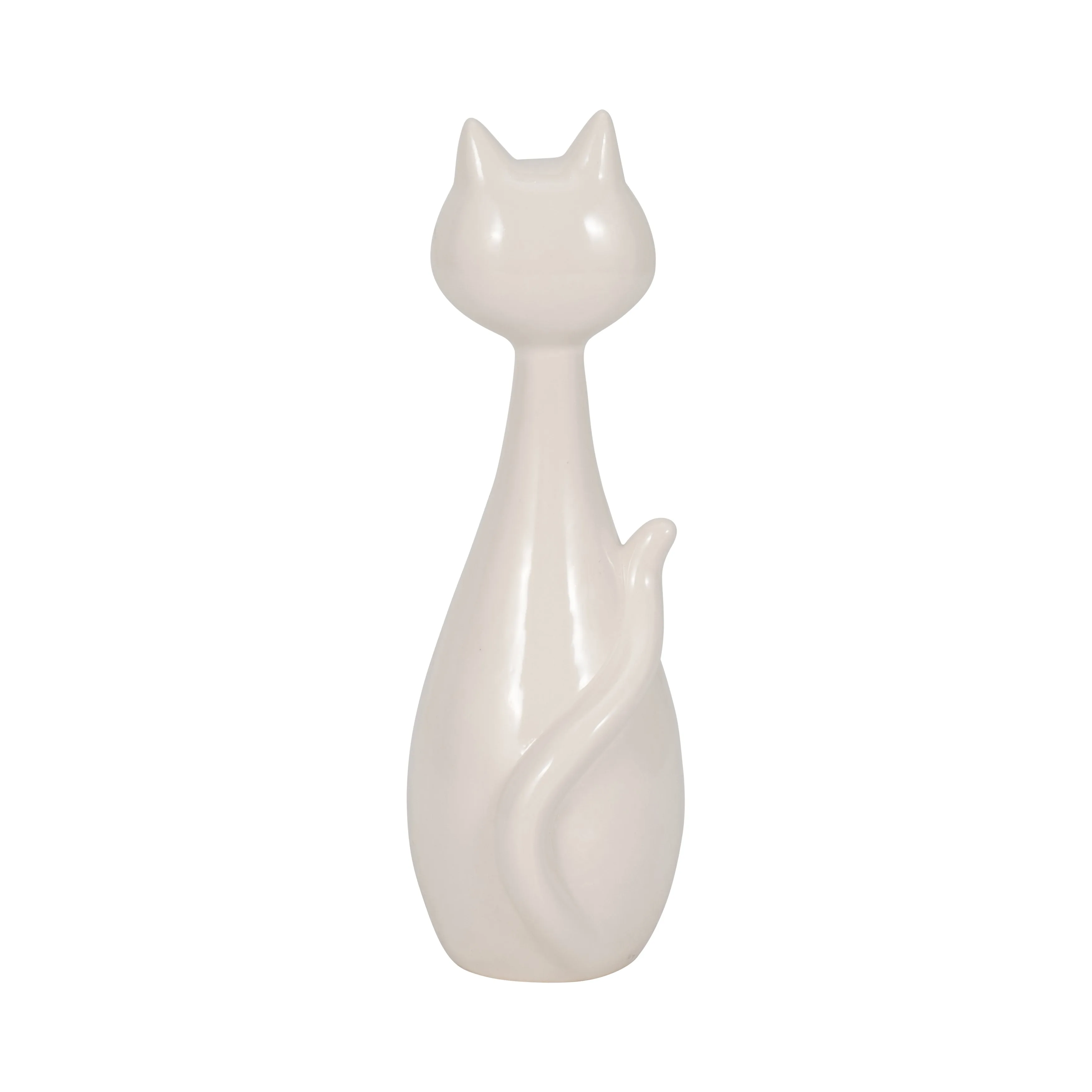 9" Sitting Kitty, White/gold