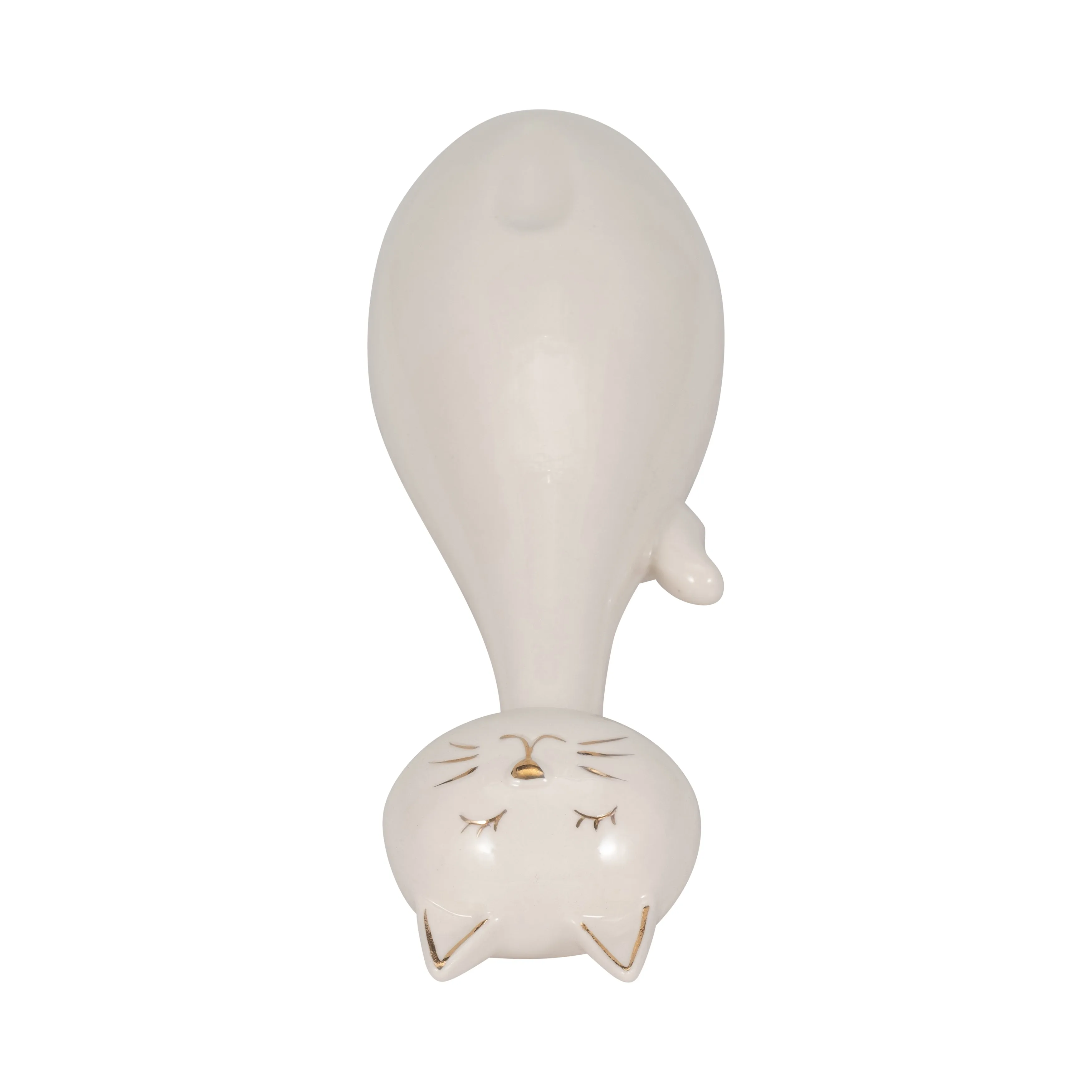 9" Sitting Kitty, White/gold