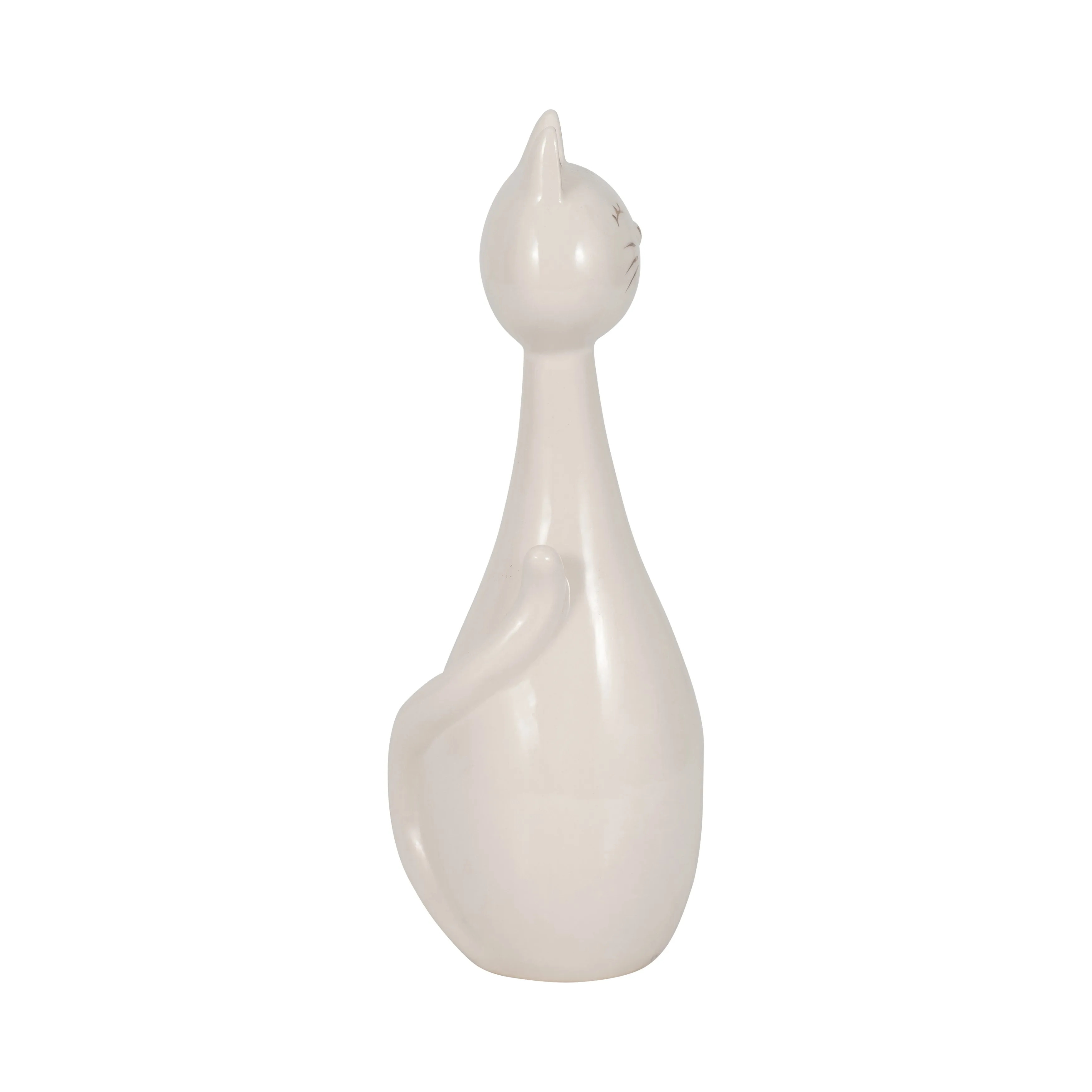 9" Sitting Kitty, White/gold