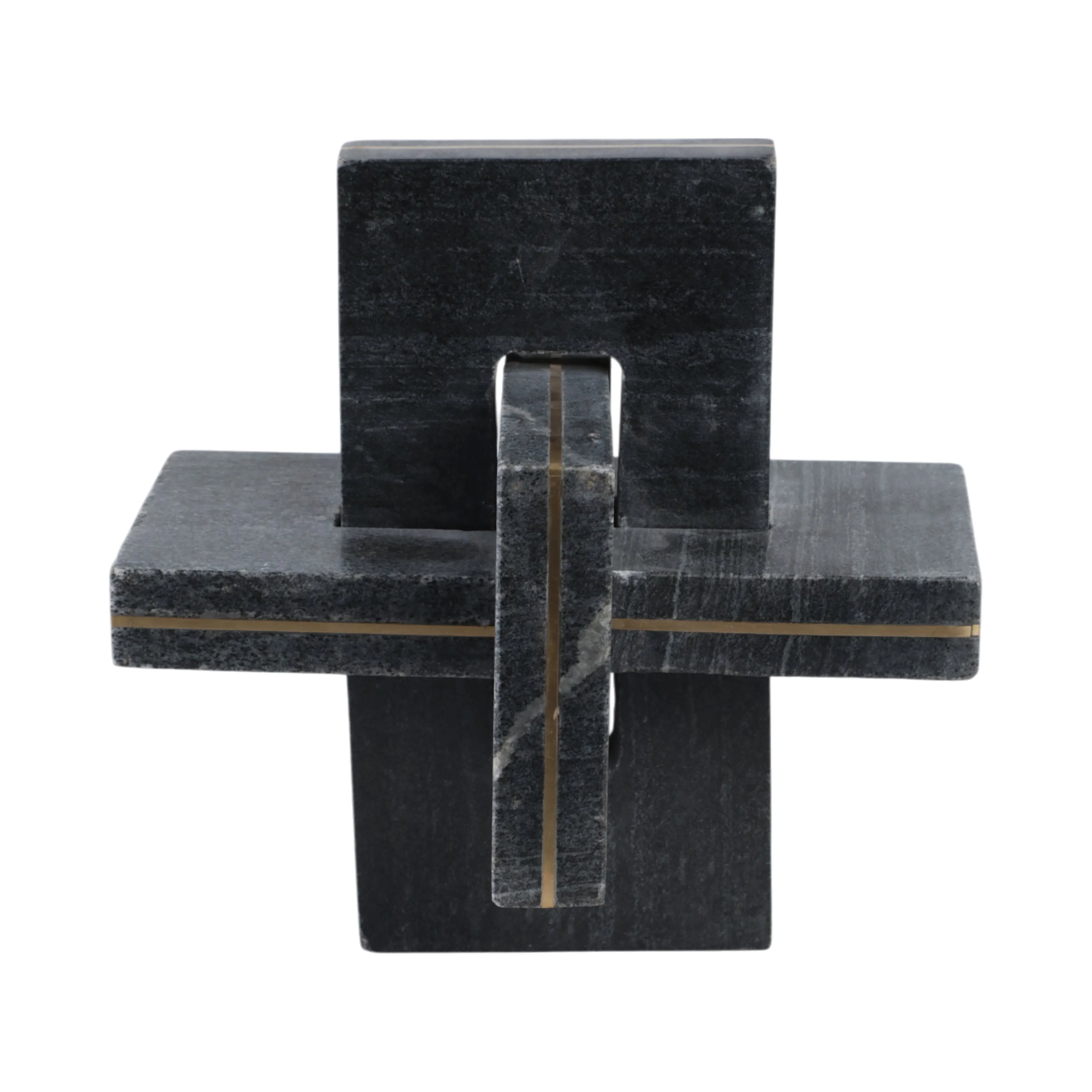 9" Walton Large Black Marble And Brass Knot