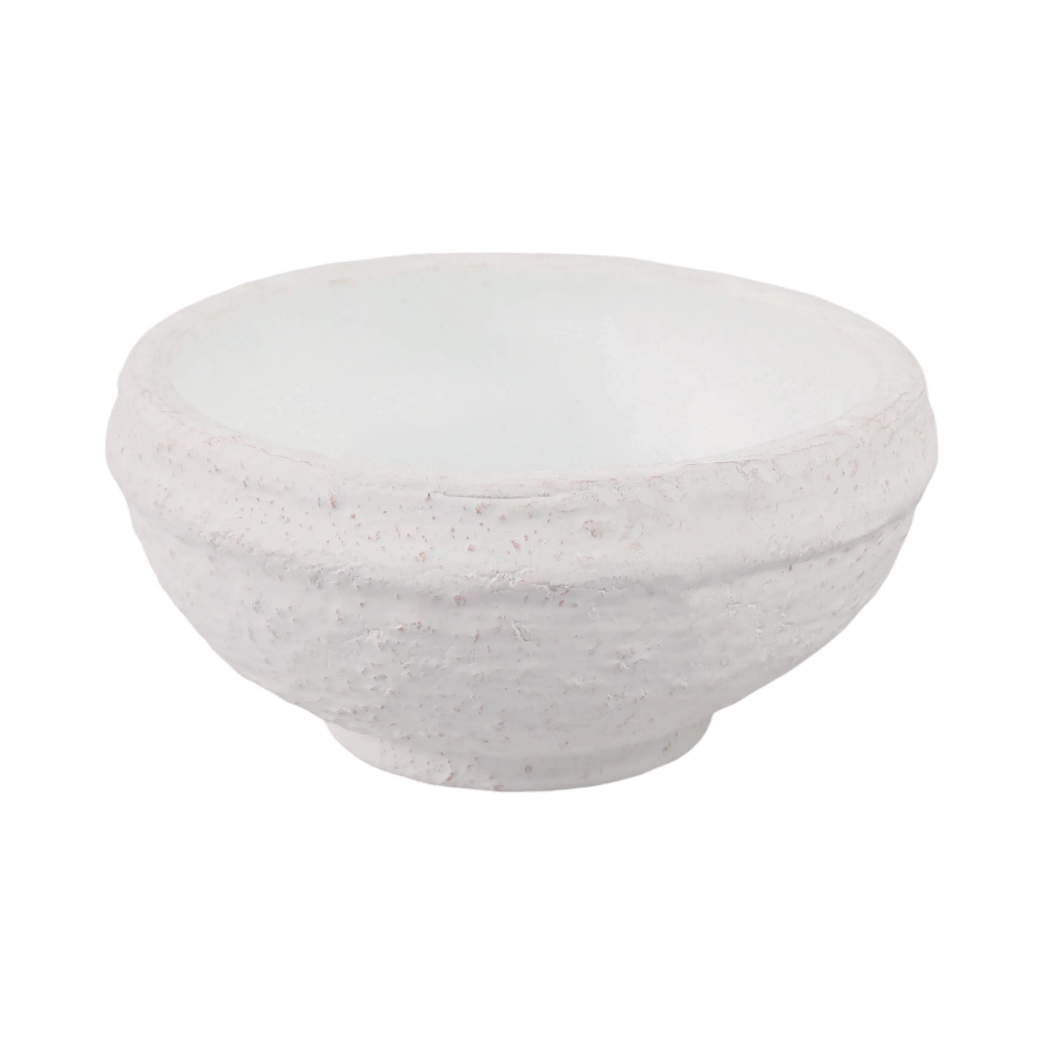 9x9" Textured Terracotta Bowl, White