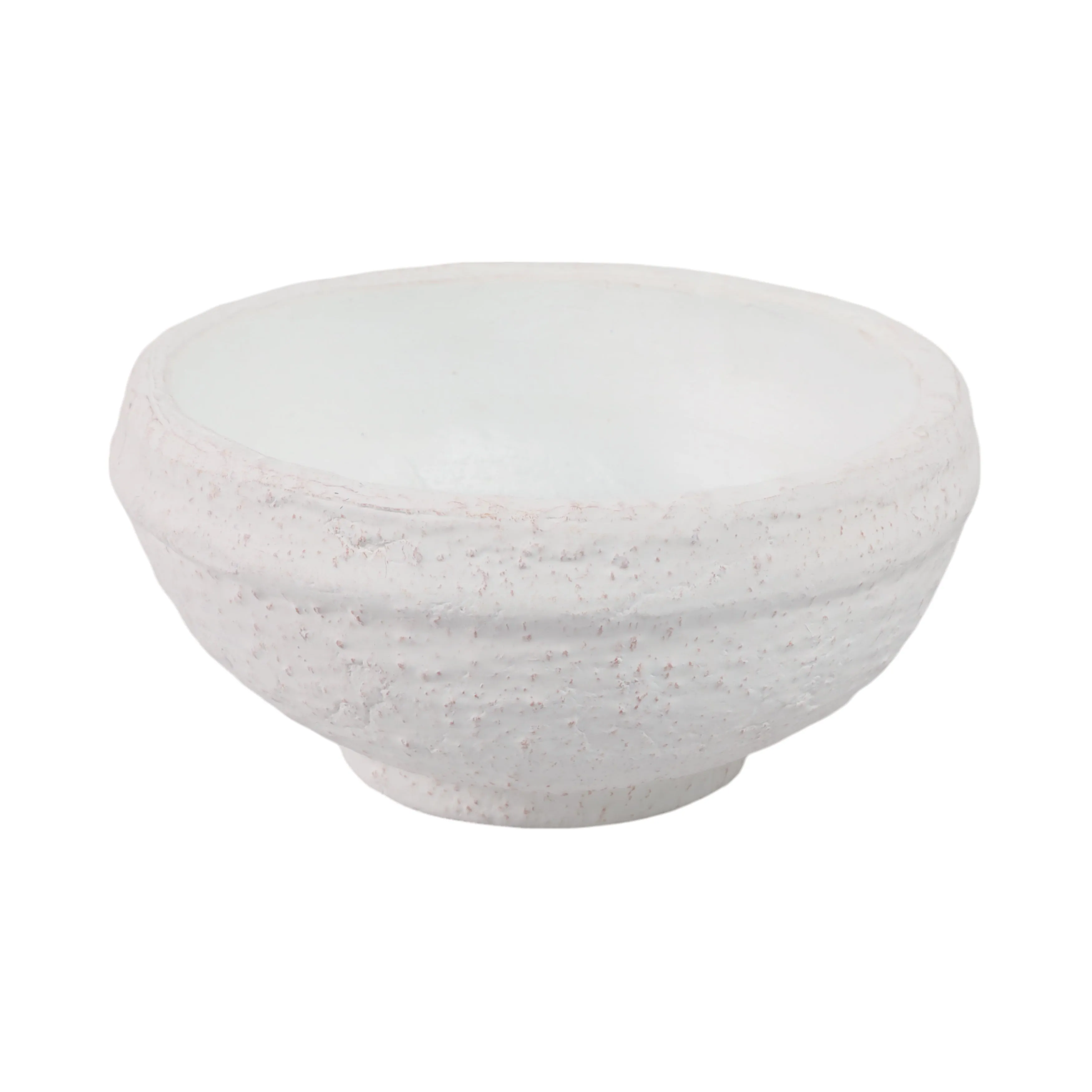 9x9" Textured Terracotta Bowl, White