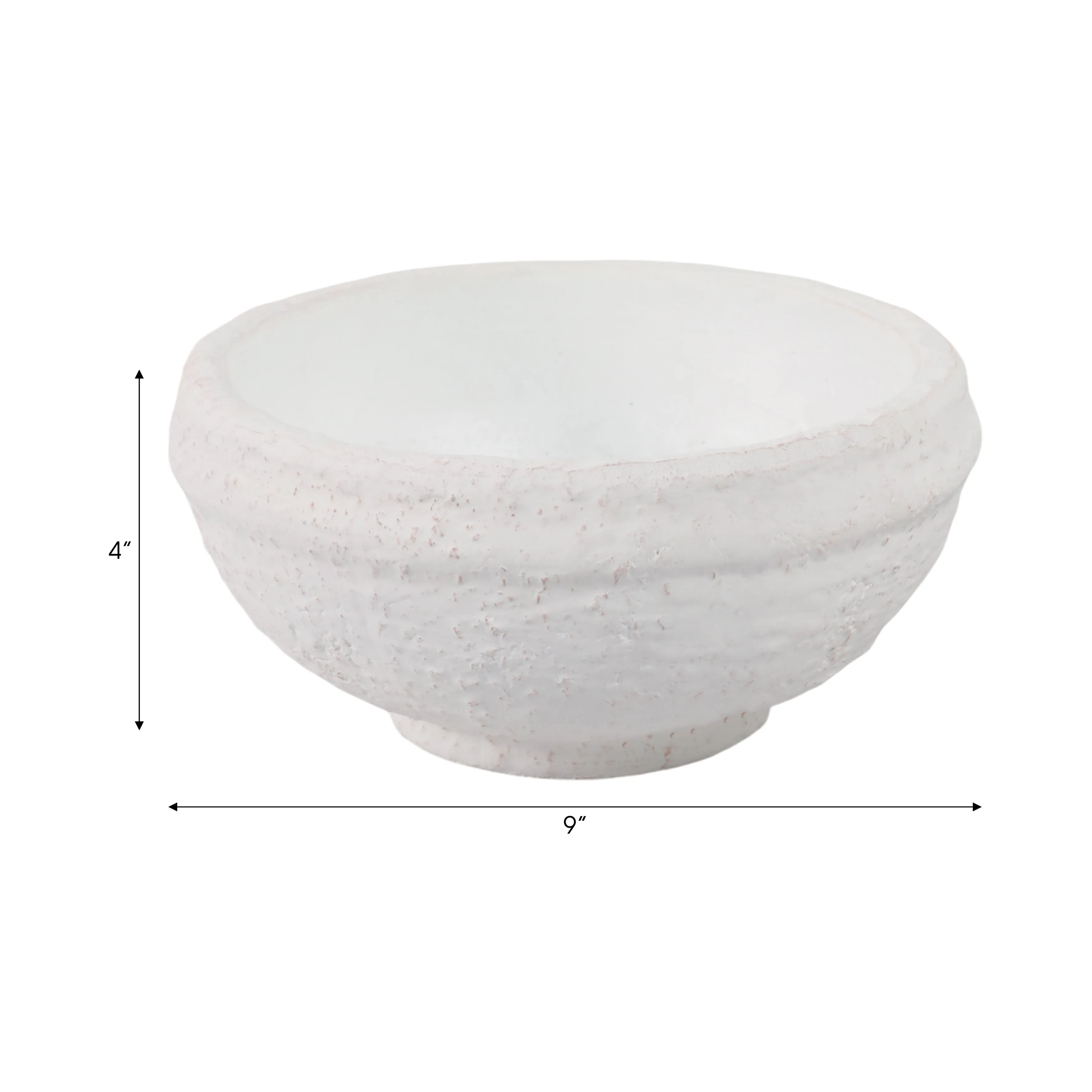 9x9" Textured Terracotta Bowl, White