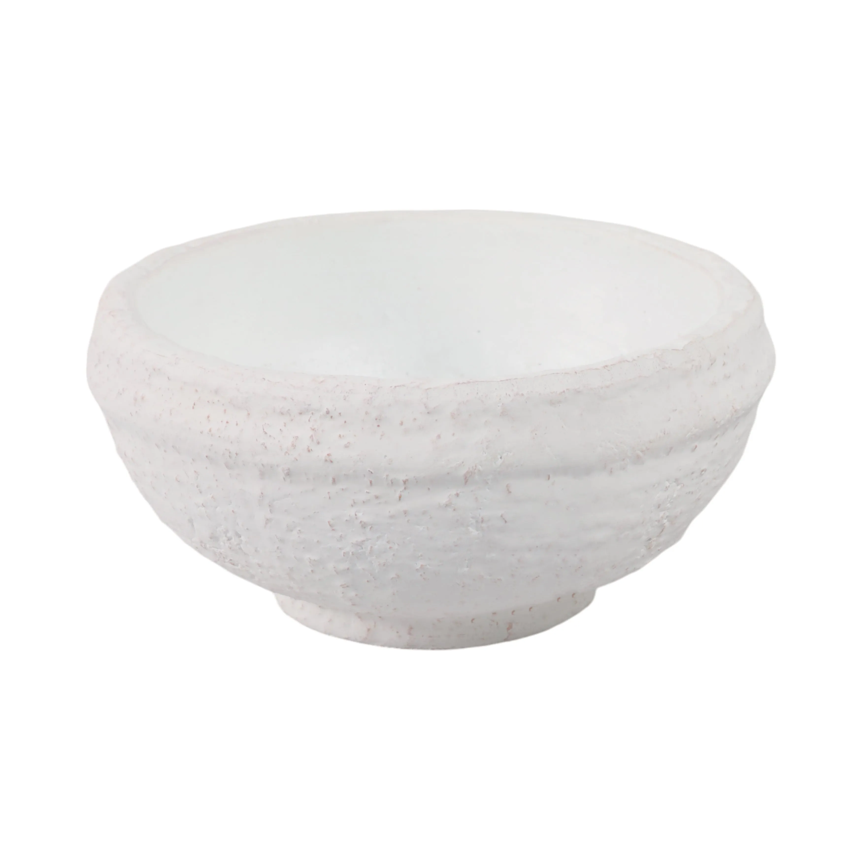 9x9" Textured Terracotta Bowl, White