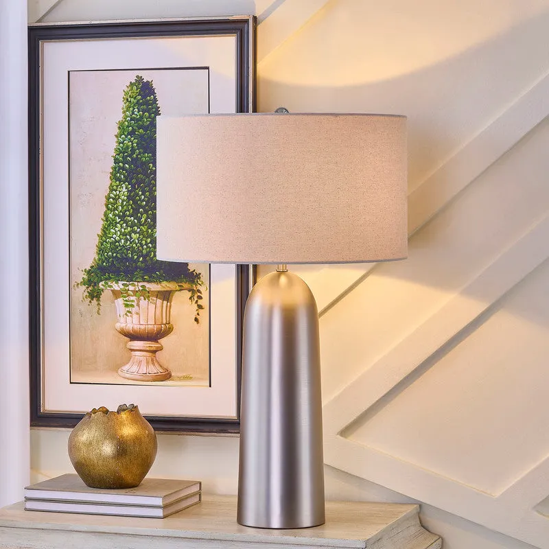 Atlas Matt Silver Table Lamp