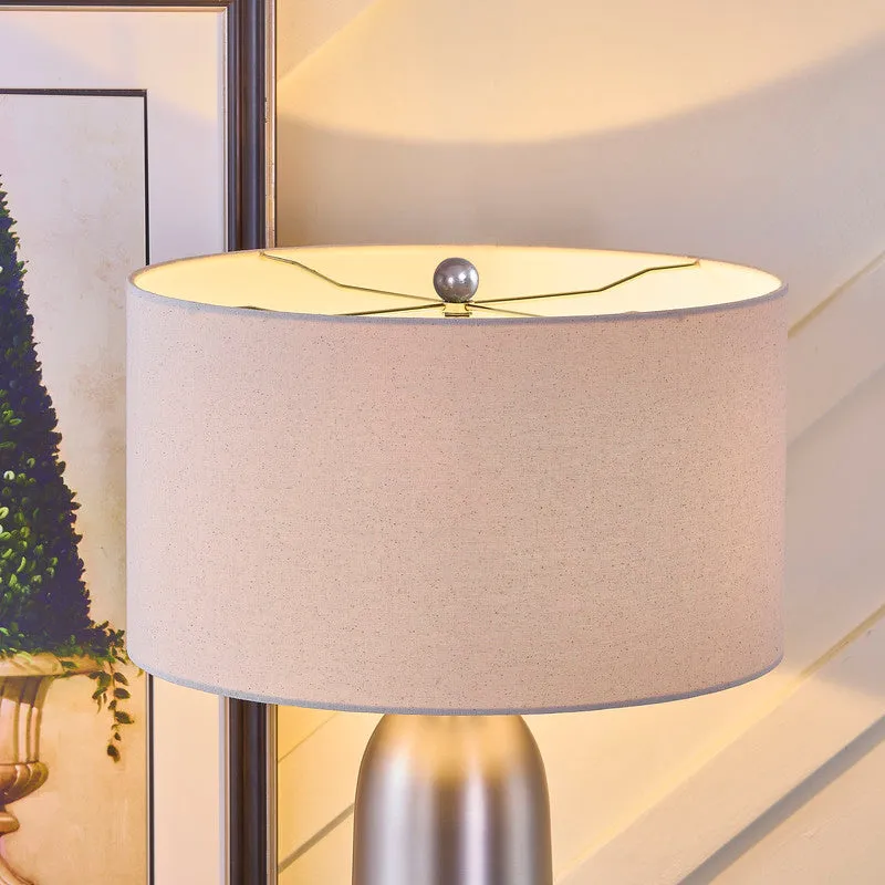 Atlas Matt Silver Table Lamp