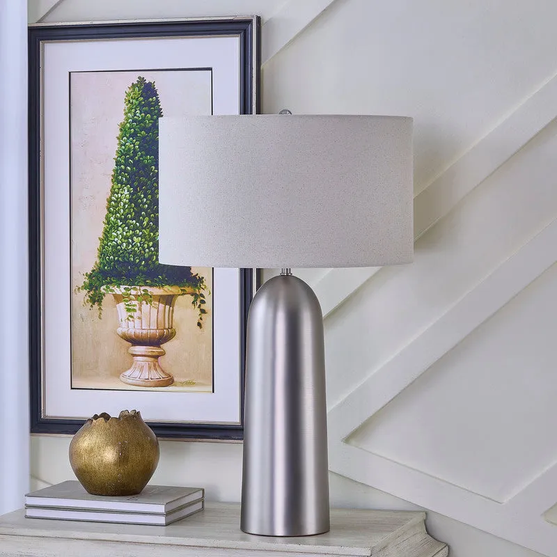 Atlas Matt Silver Table Lamp