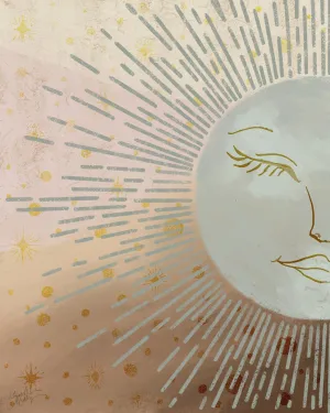 Celestial Blue Sun By Elizabeth Medley - Light Brown