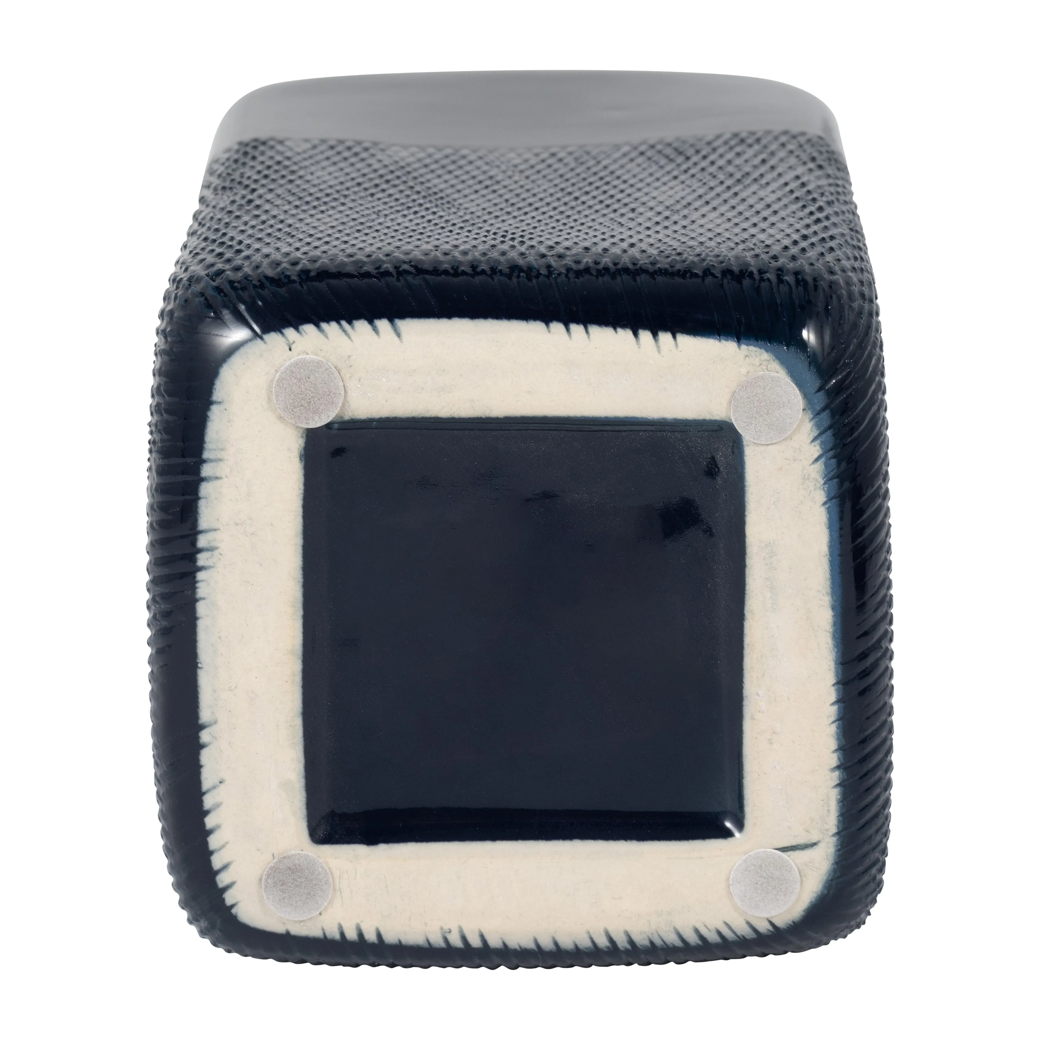 CER, 10" SQUARED GROOVED VASE, NAVY BLUE