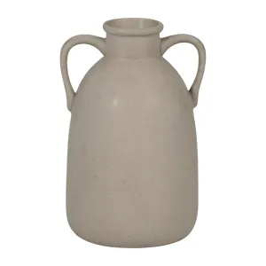 Cer, 10"H Eared Vase, Gray